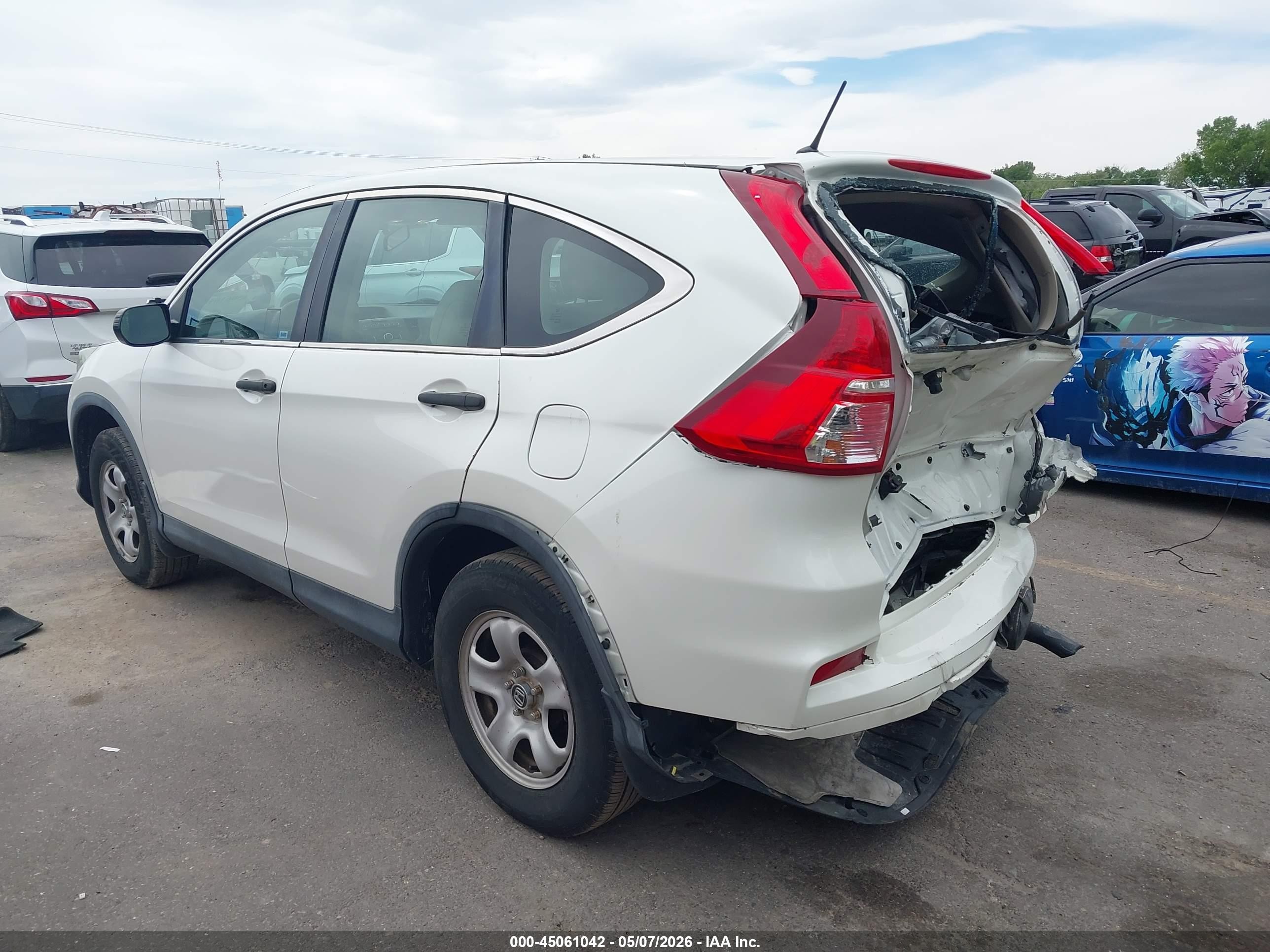 2015 Honda Cr-v Lx White vin: 5J6RM3H32FL011319