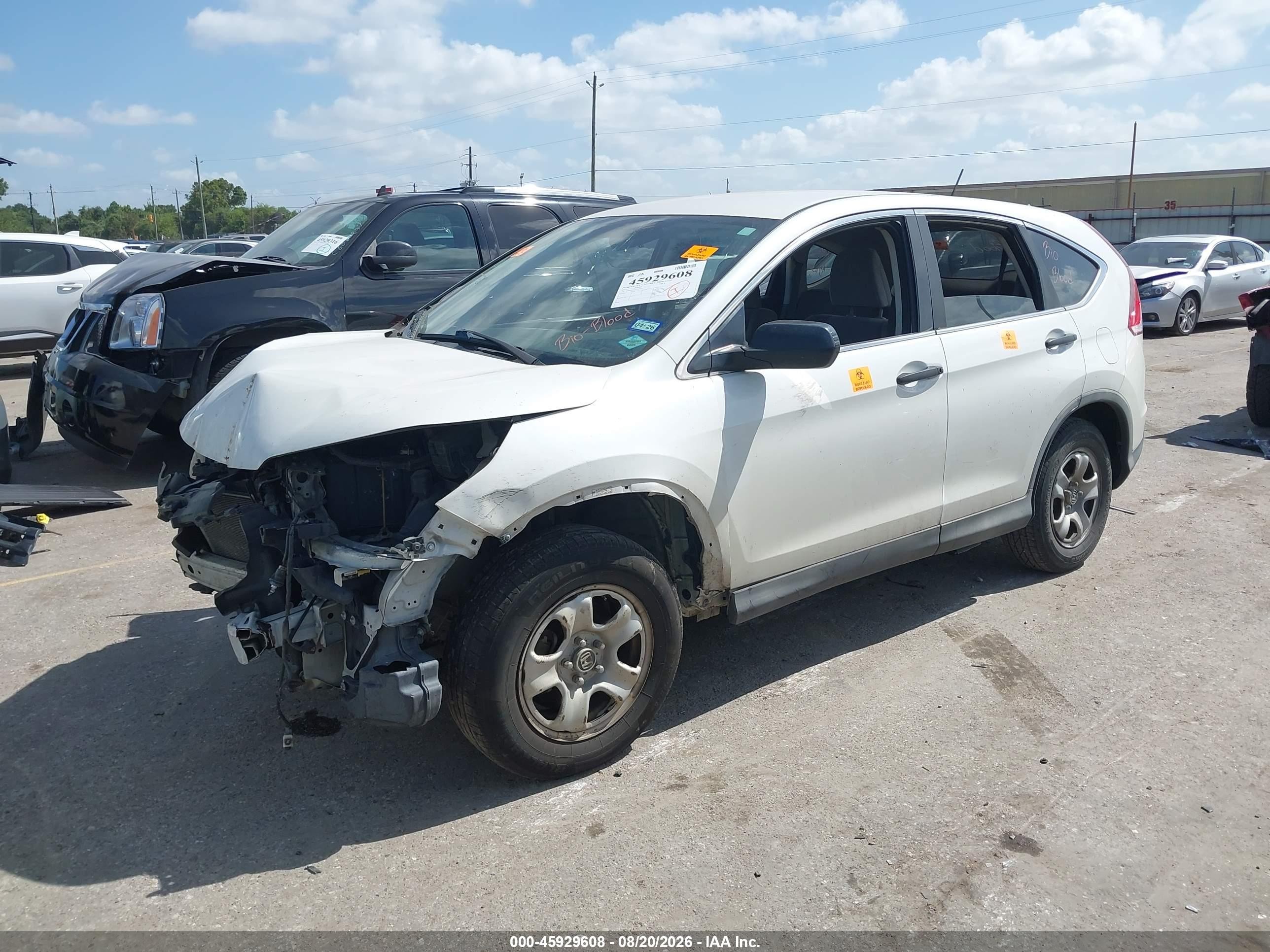 2013 Honda Cr-v Lx White vin: 5J6RM3H33DL030295