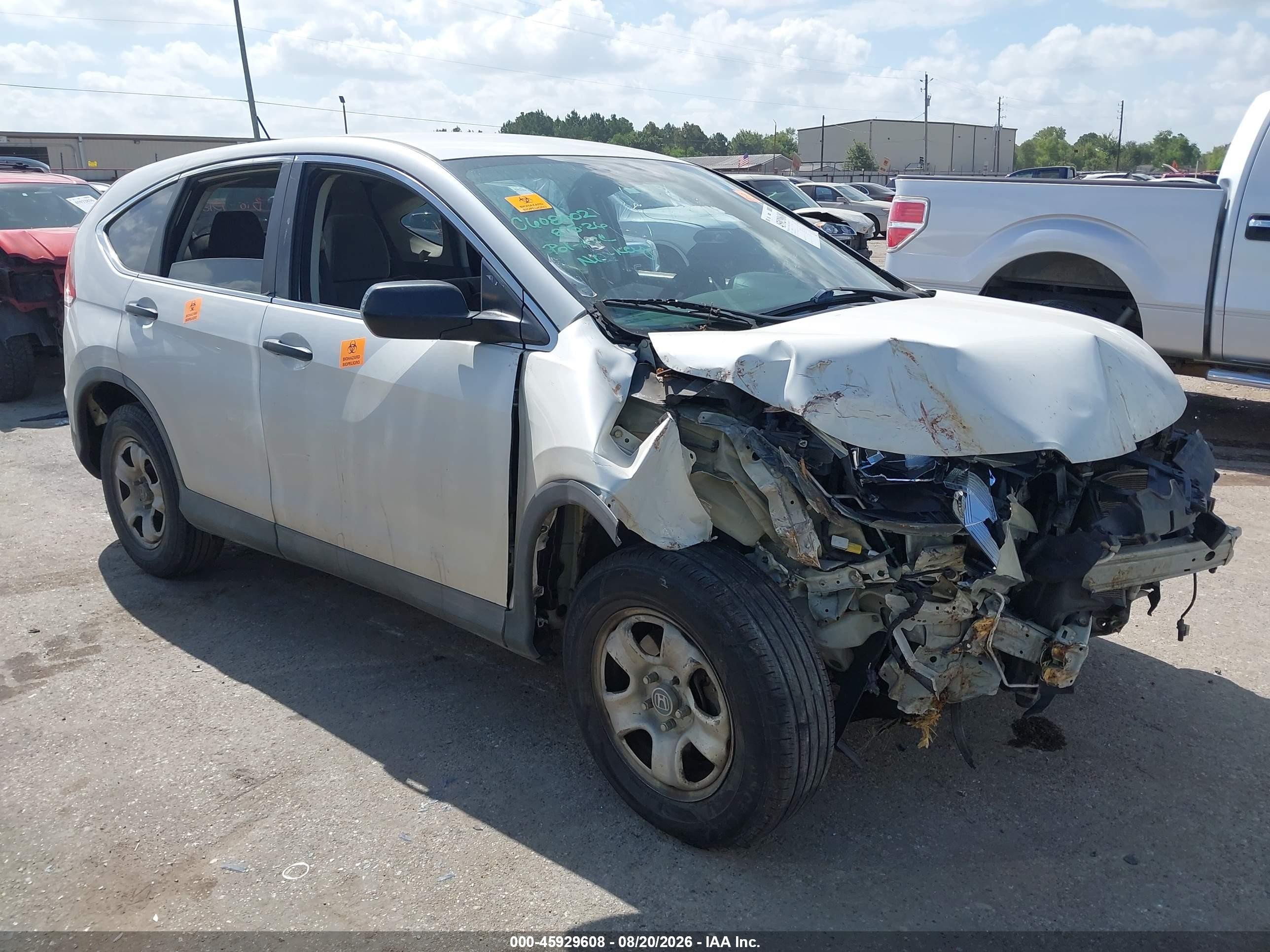 2013 Honda Cr-v Lx White vin: 5J6RM3H33DL030295