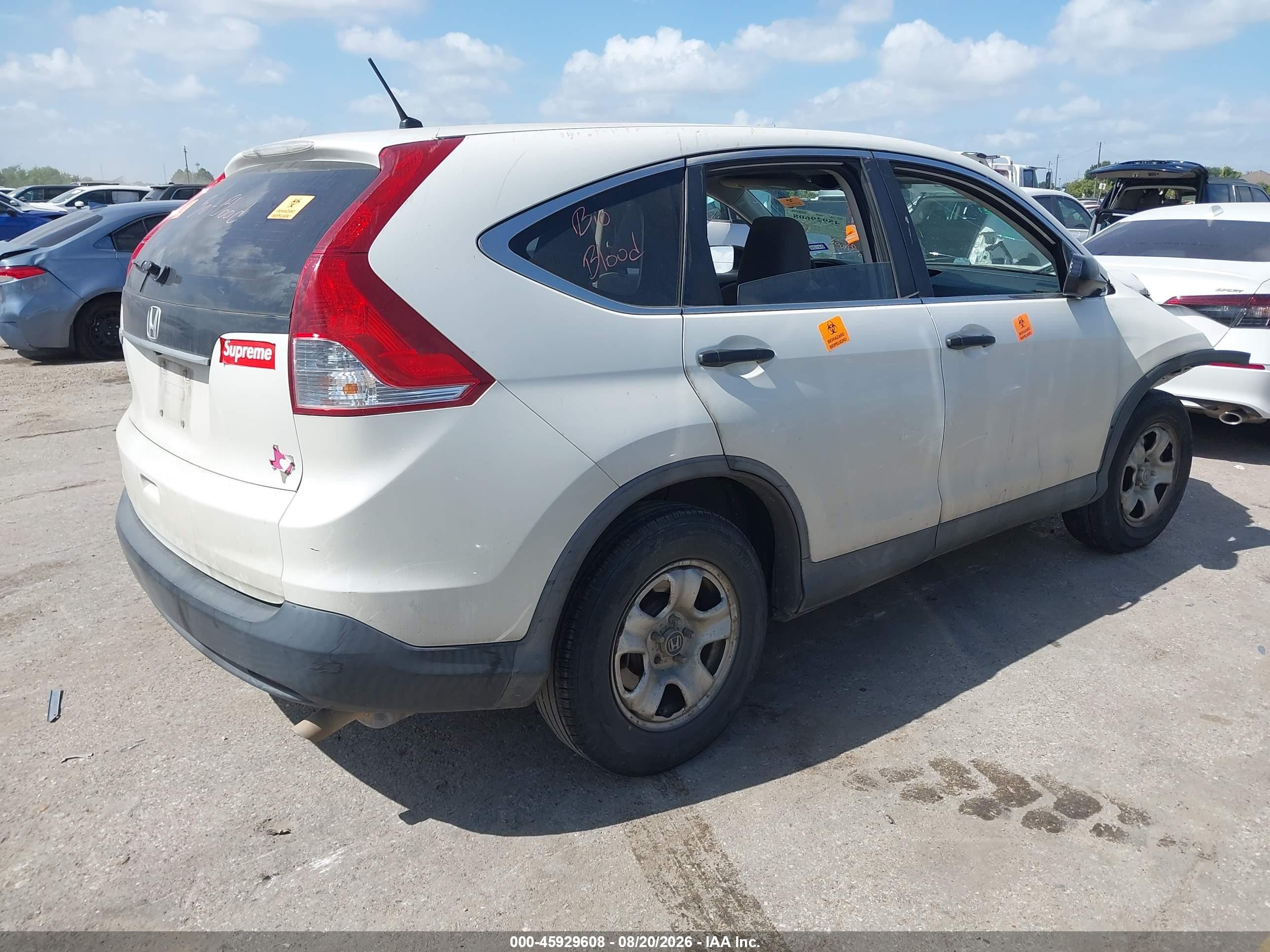 2013 Honda Cr-v Lx White vin: 5J6RM3H33DL030295