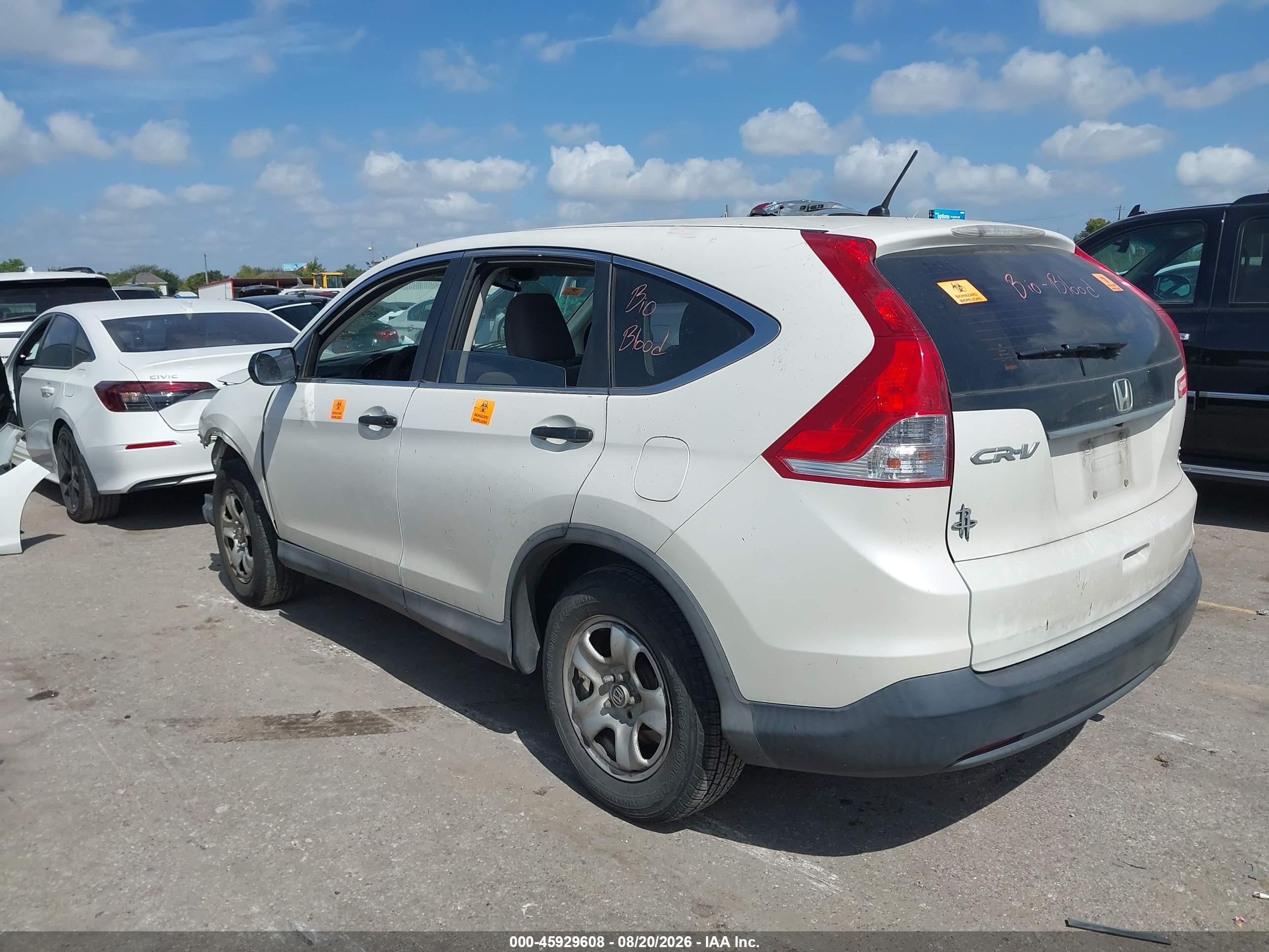 2013 Honda Cr-v Lx White vin: 5J6RM3H33DL030295