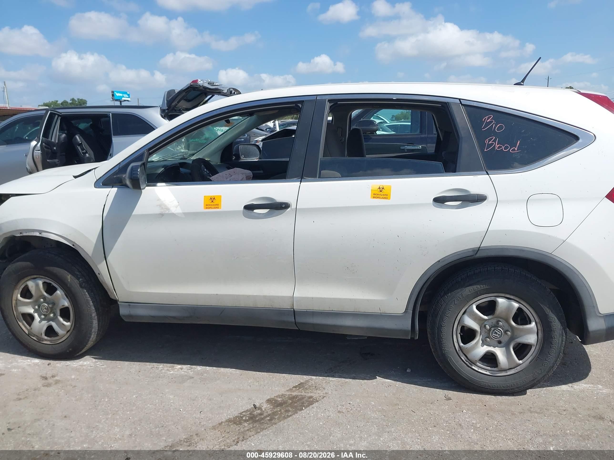 2013 Honda Cr-v Lx White vin: 5J6RM3H33DL030295