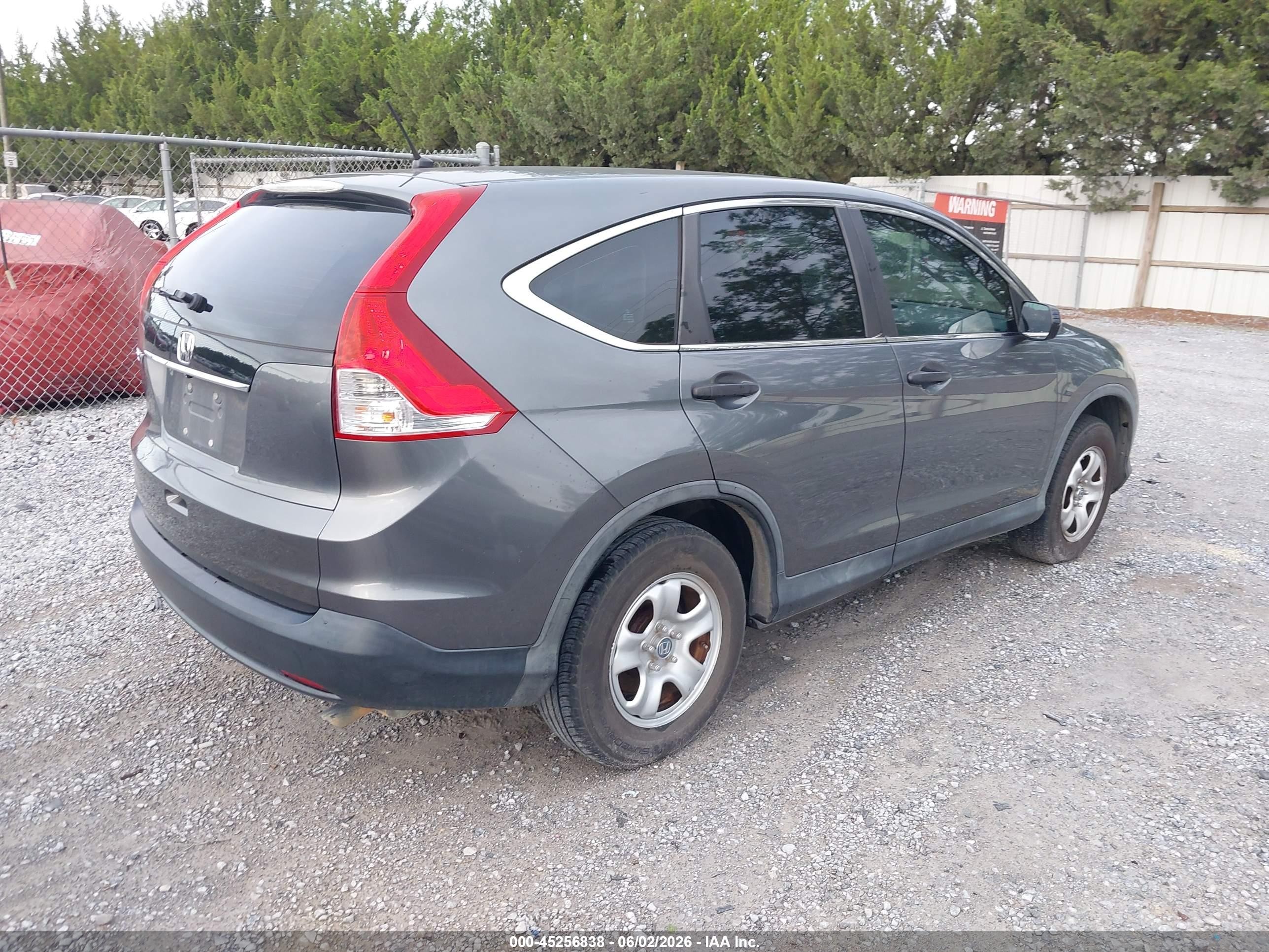 2013 Honda Cr-v Lx Gray vin: 5J6RM3H33DL031270
