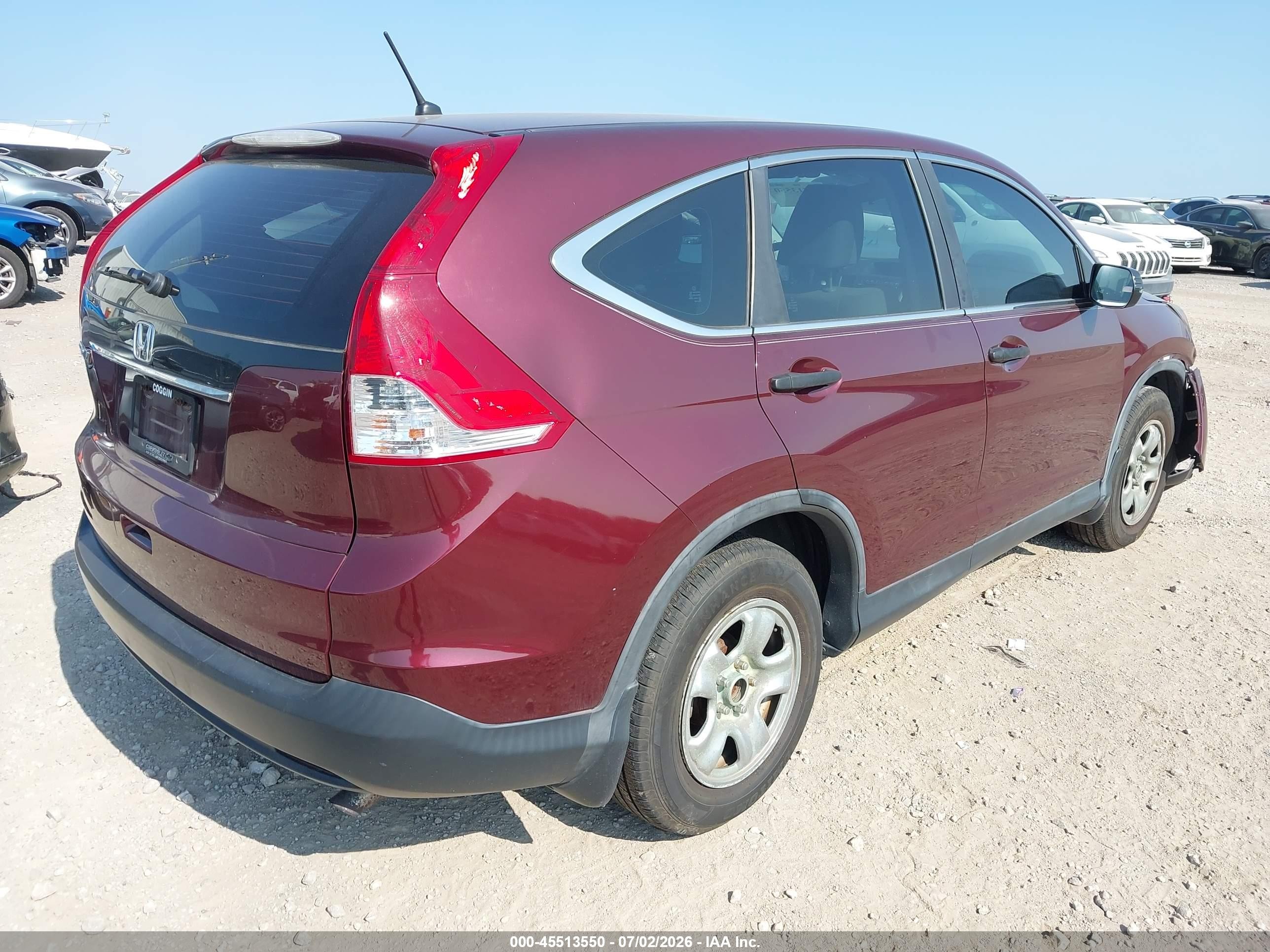 2014 Honda Cr-v Lx Maroon vin: 5J6RM3H33EL007620