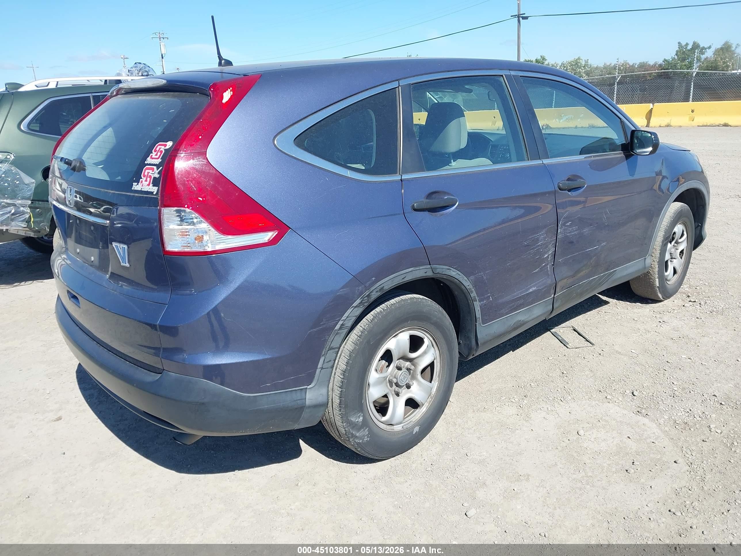 2014 Honda Cr-v Lx Blue vin: 5J6RM3H33EL015202