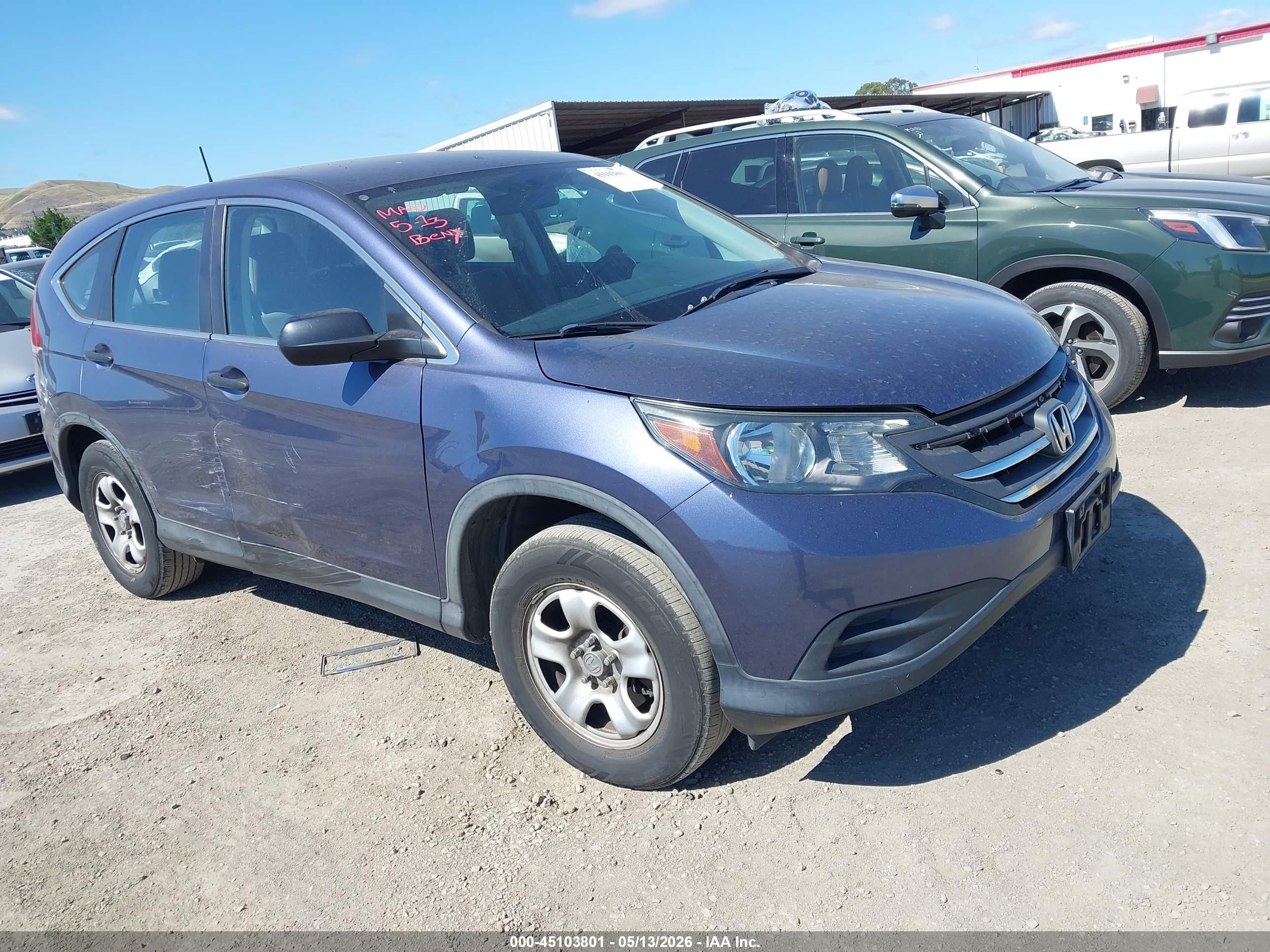 2014 Honda Cr-v Lx Blue vin: 5J6RM3H33EL015202
