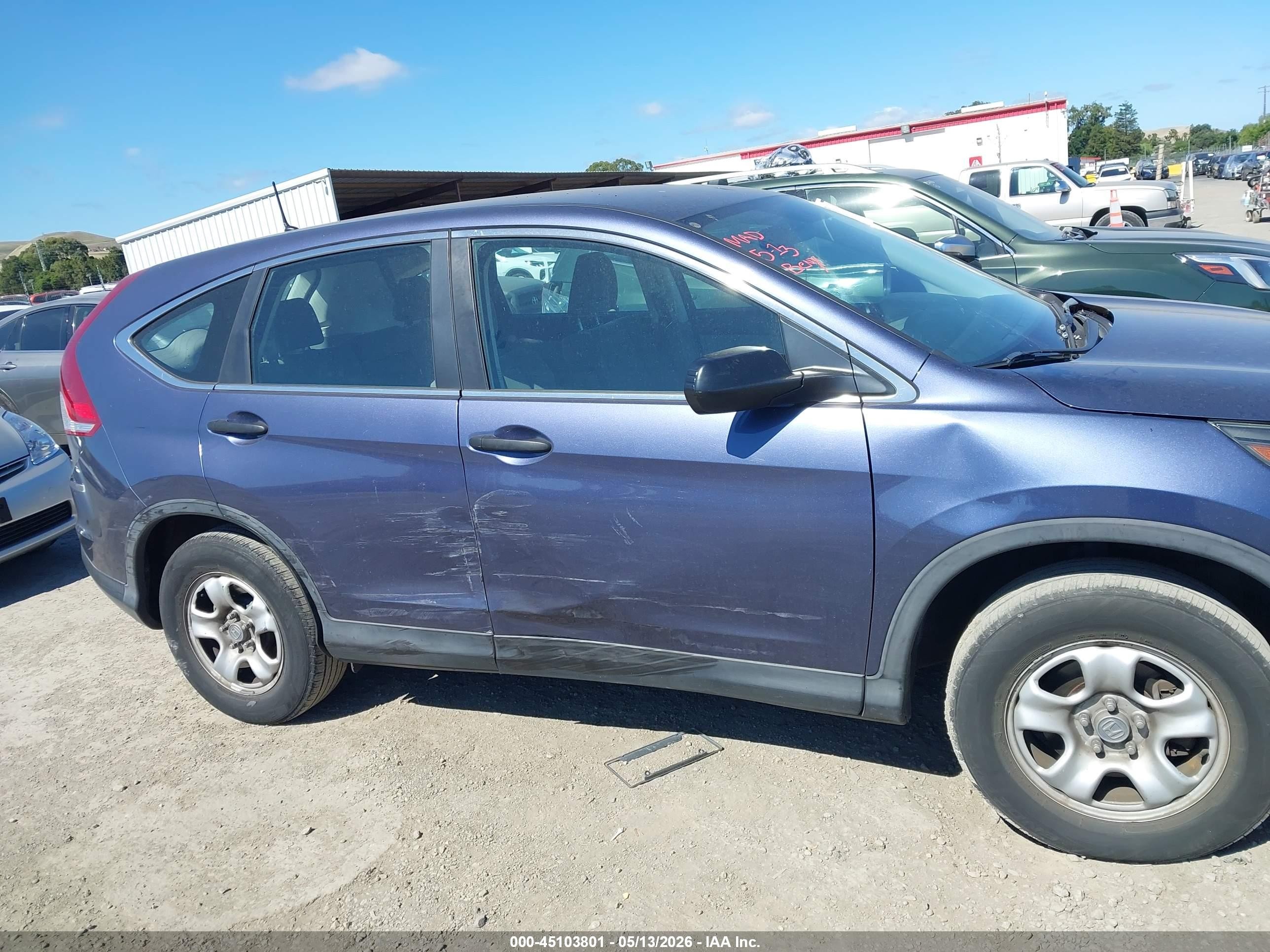 2014 Honda Cr-v Lx Blue vin: 5J6RM3H33EL015202