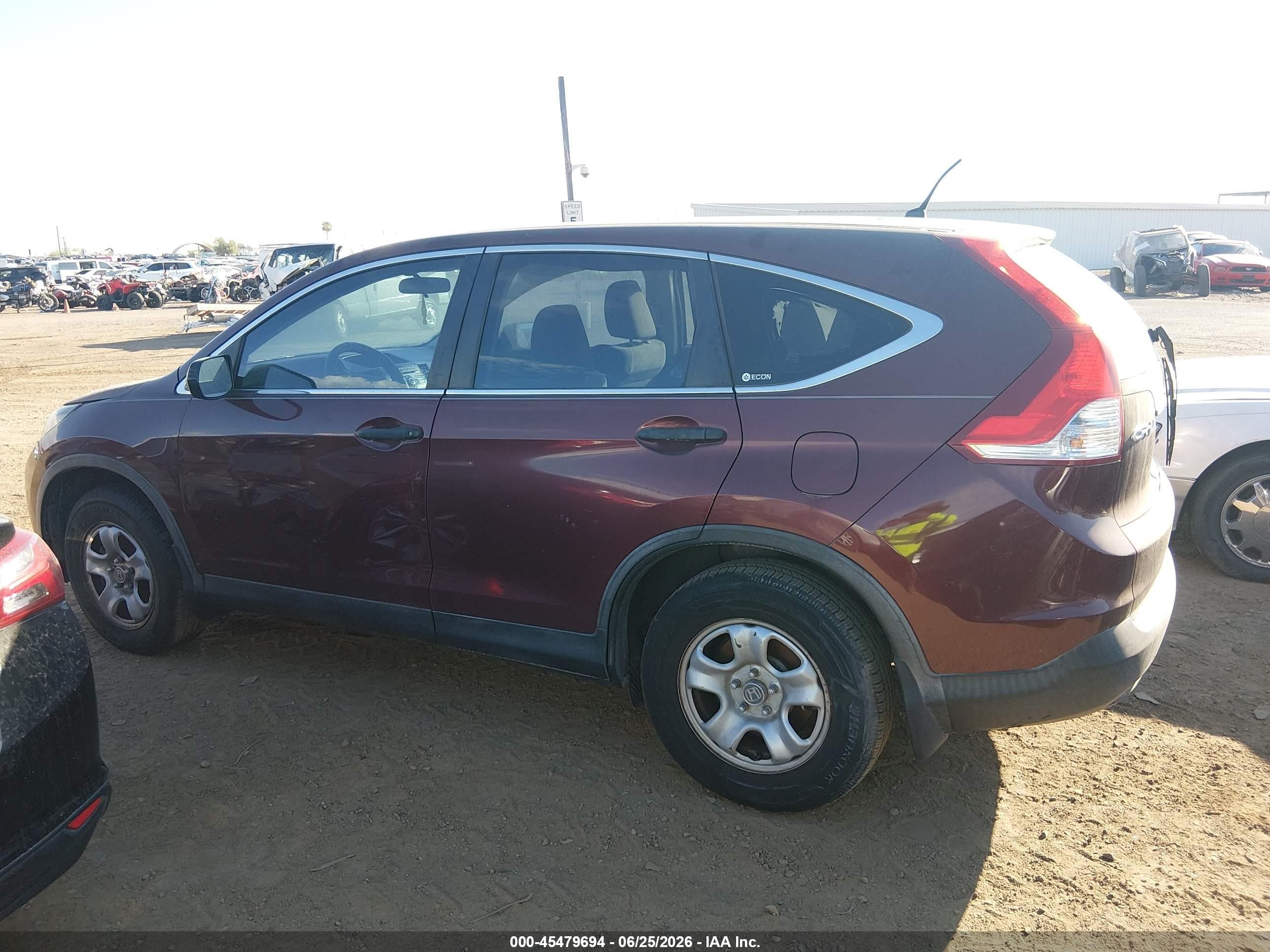 2012 Honda Cr-v Lx Burgundy vin: 5J6RM3H34CL014461