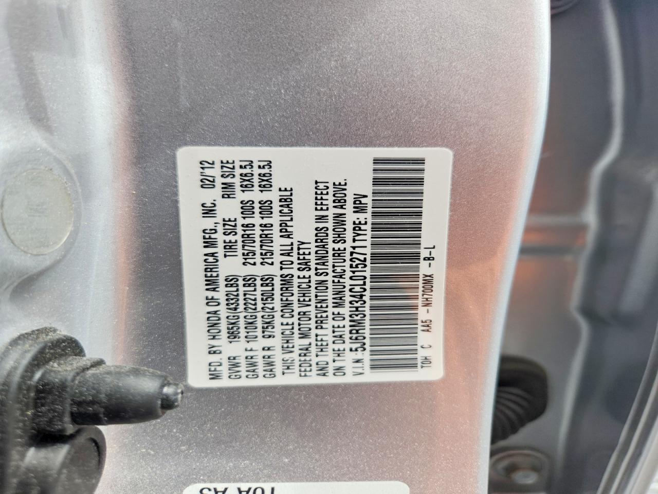 2012 Honda Cr-v Lx Silver vin: 5J6RM3H34CL015271