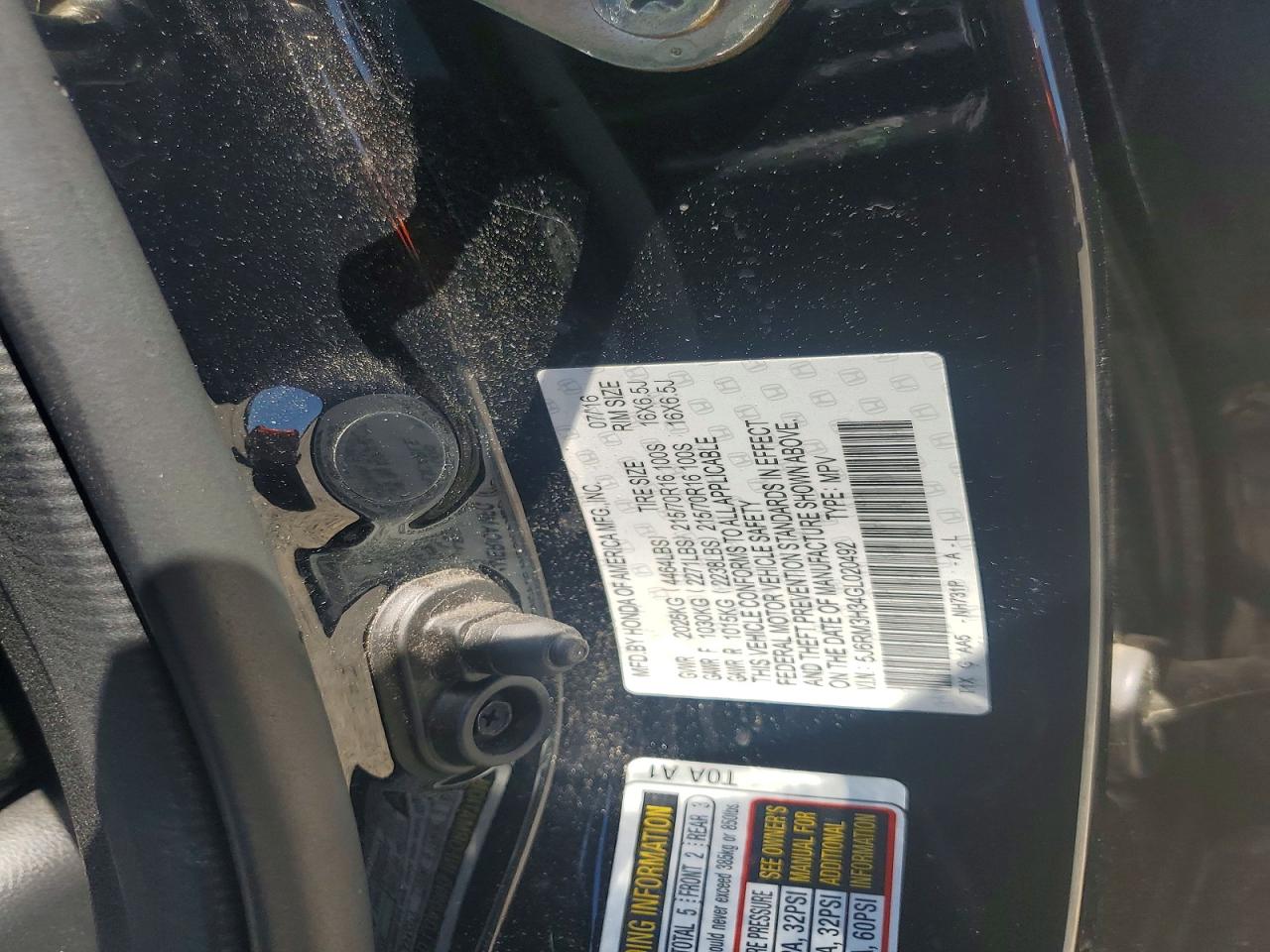 2016 Honda Cr-v Lx Черный vin: 5J6RM3H34GL020492