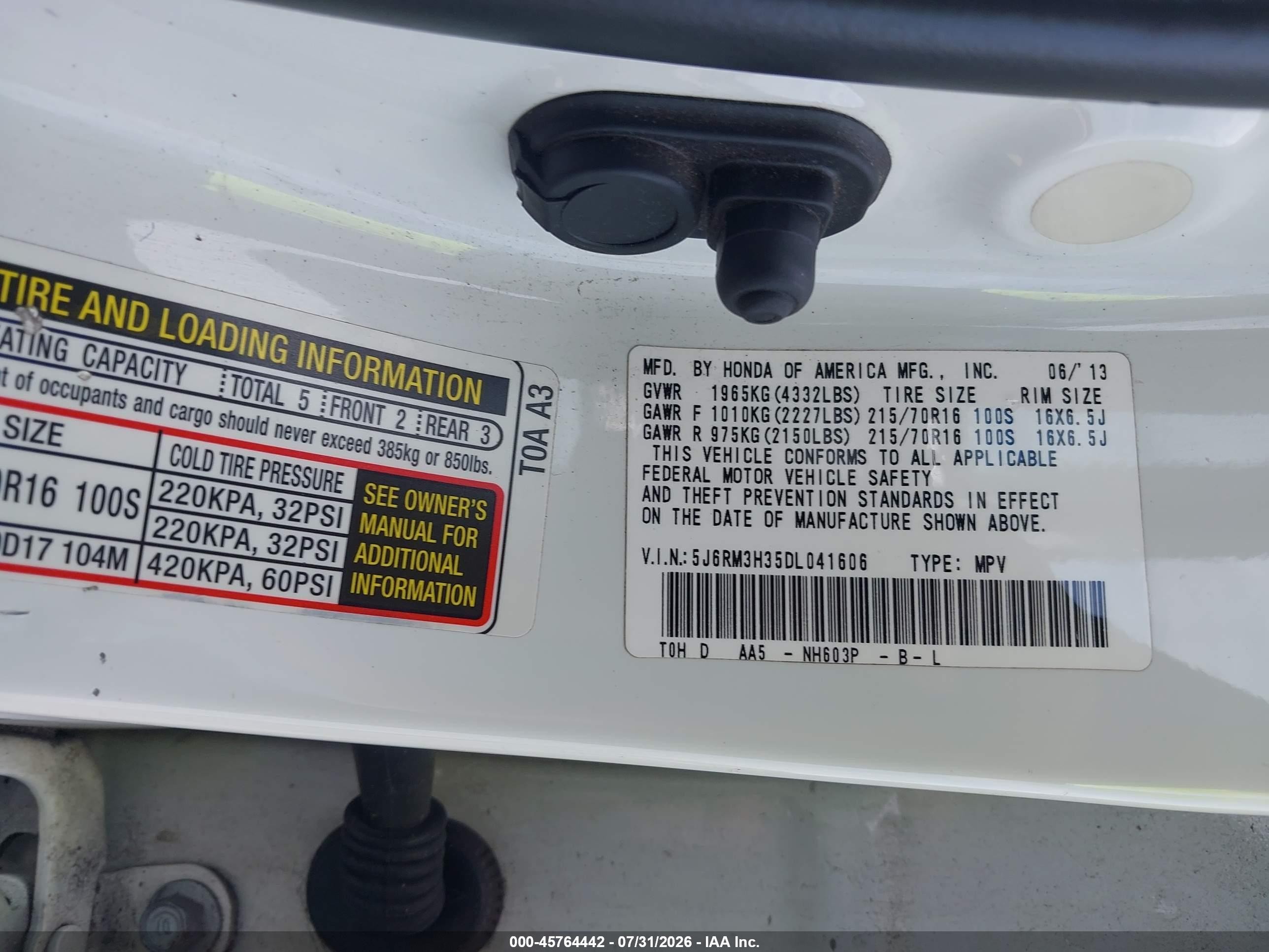 2013 Honda Cr-v Lx Белый vin: 5J6RM3H35DL041606