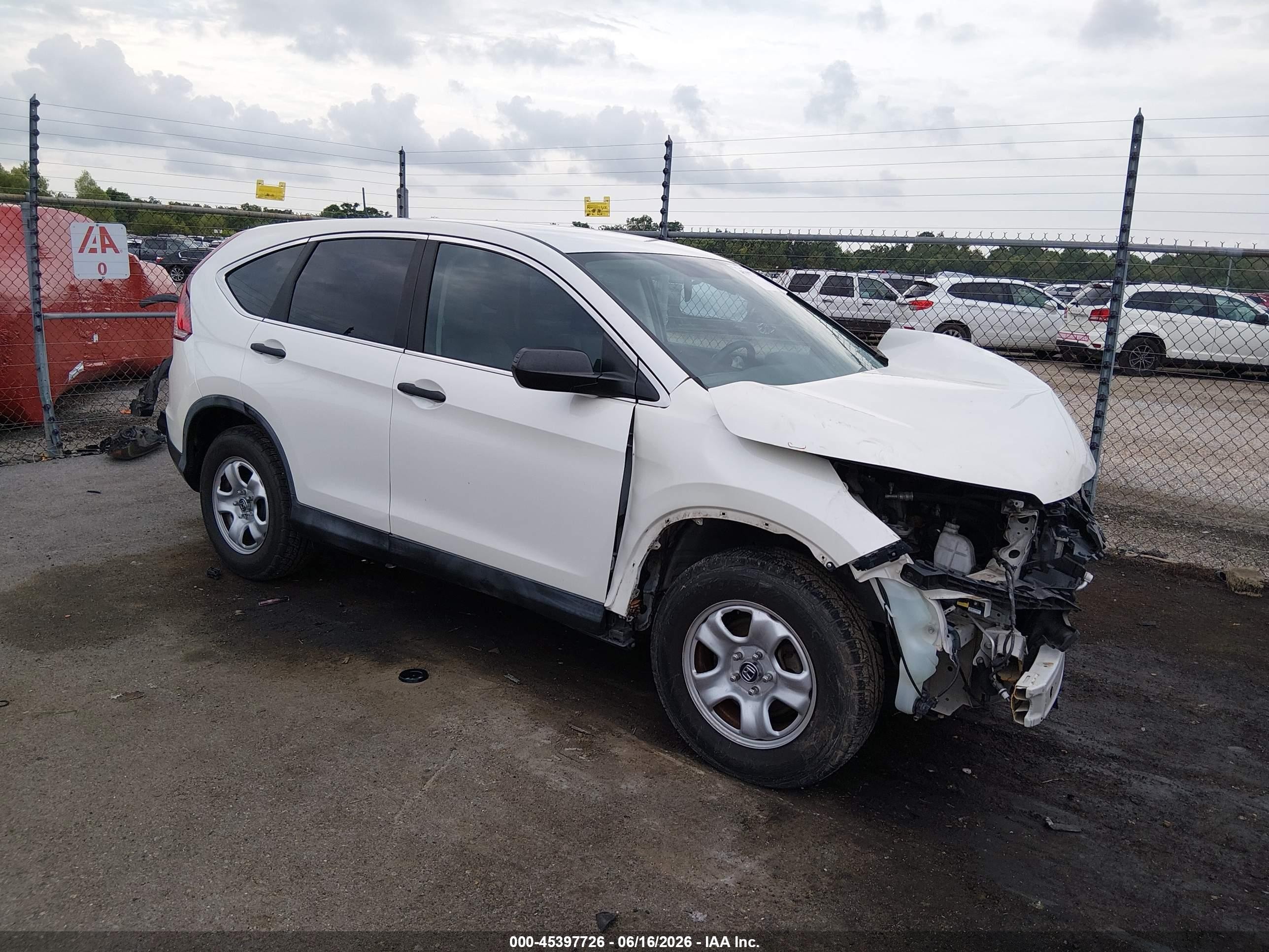 2014 Honda Cr-v Lx White vin: 5J6RM3H35EL019154