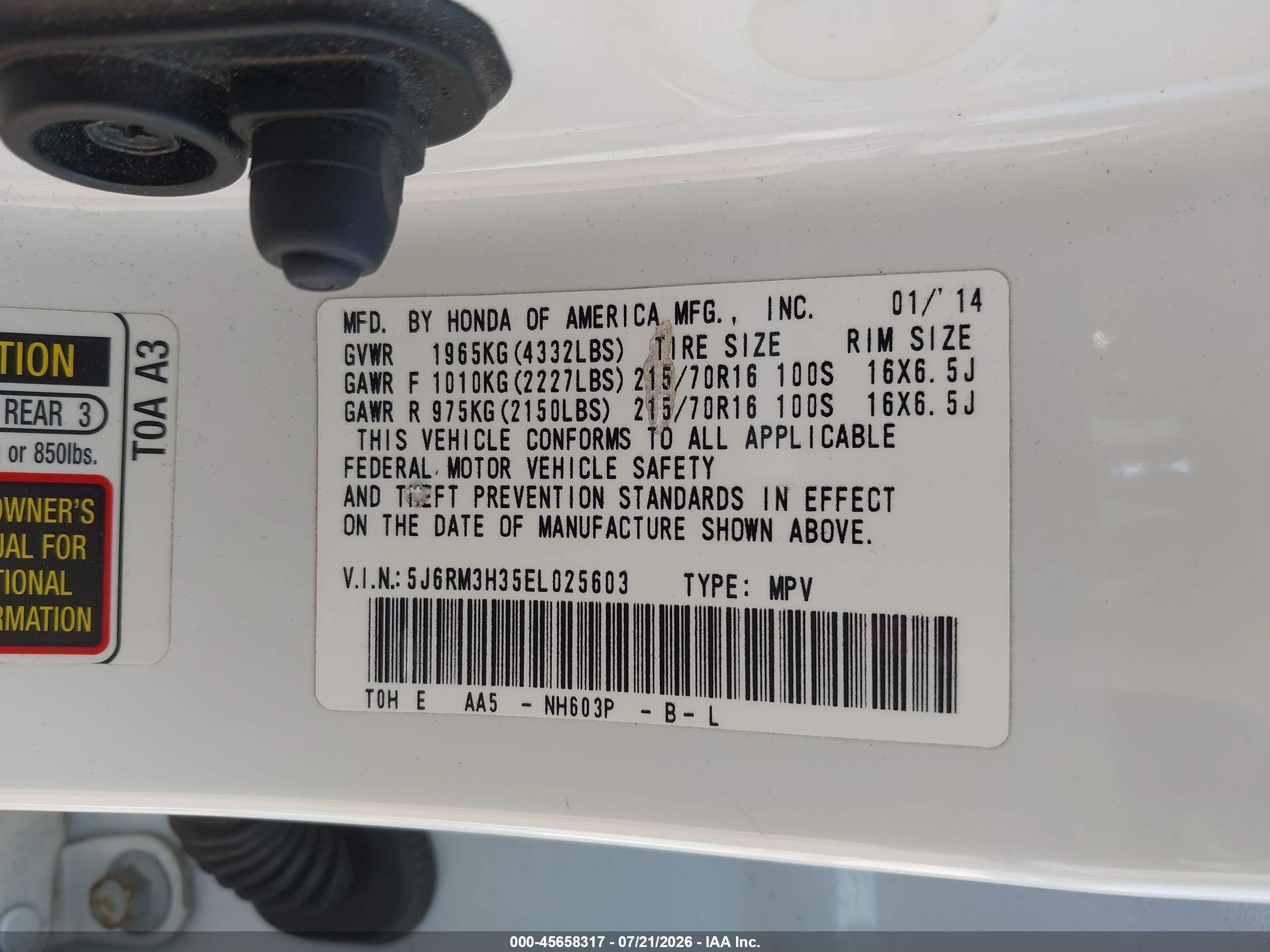 2014 Honda Cr-v Lx Белый vin: 5J6RM3H35EL025603