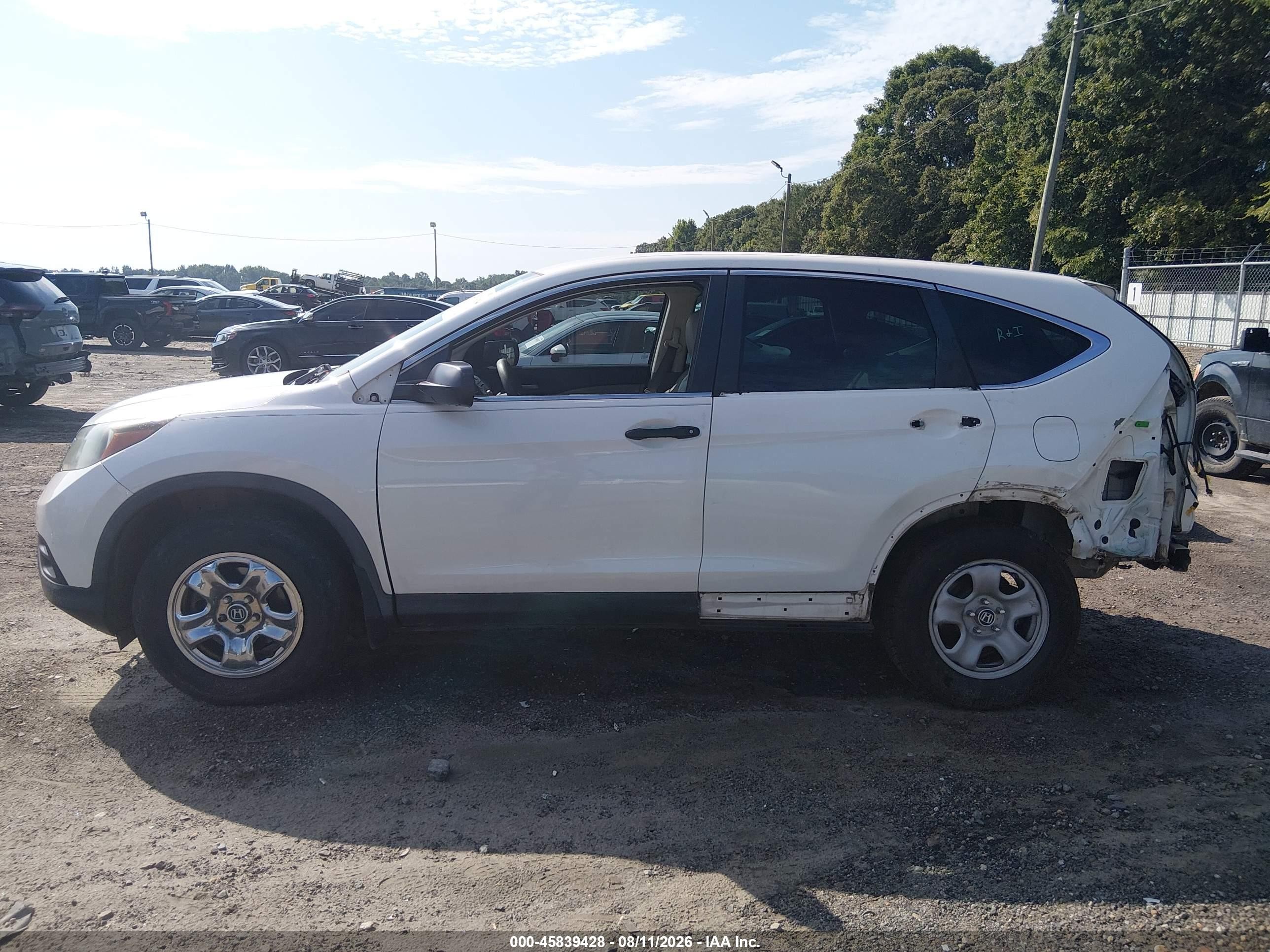 2014 Honda Cr-v Lx White vin: 5J6RM3H35EL037055