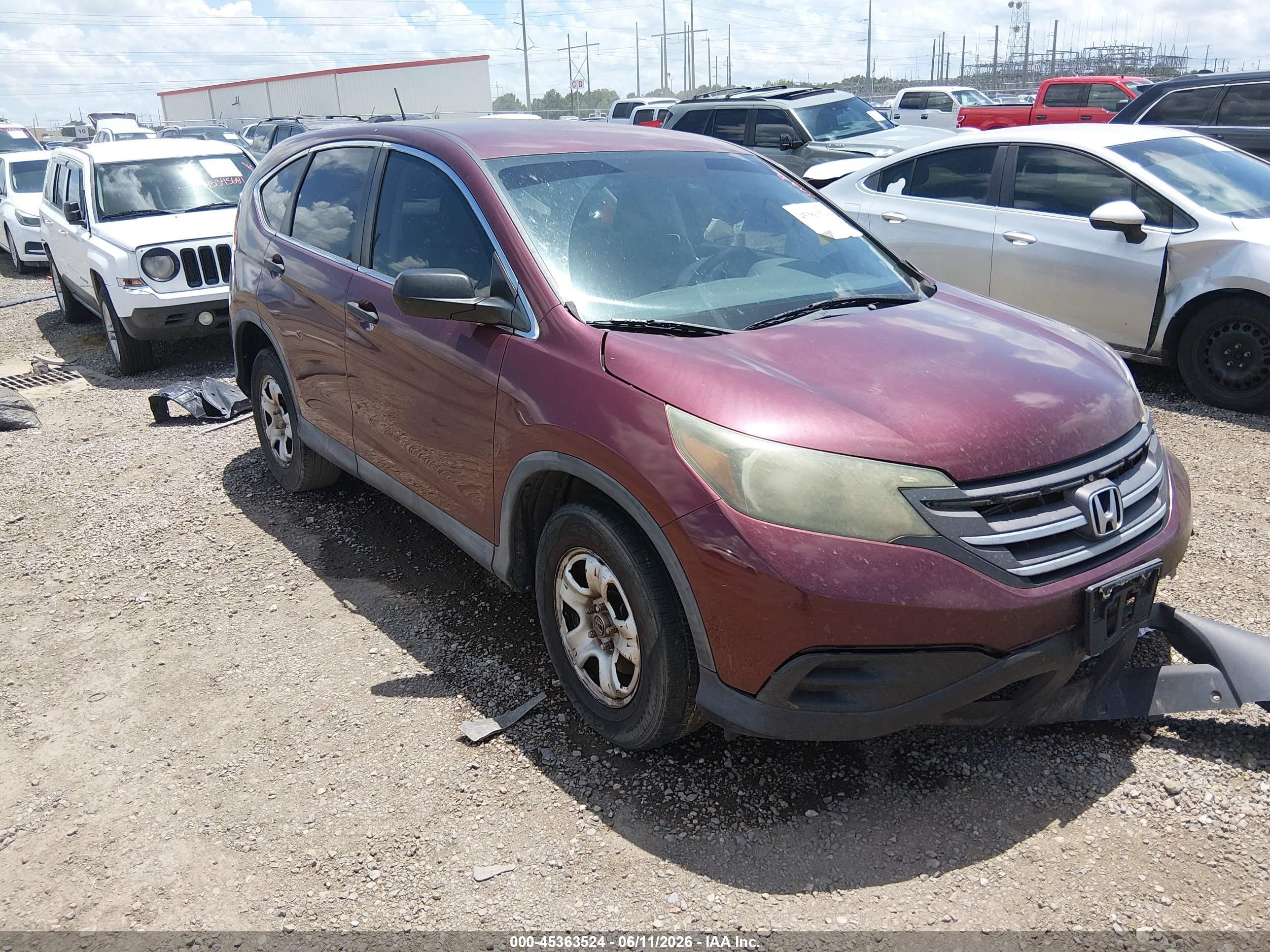 2014 Honda Cr-v Lx Burgundy vin: 5J6RM3H35EL043731