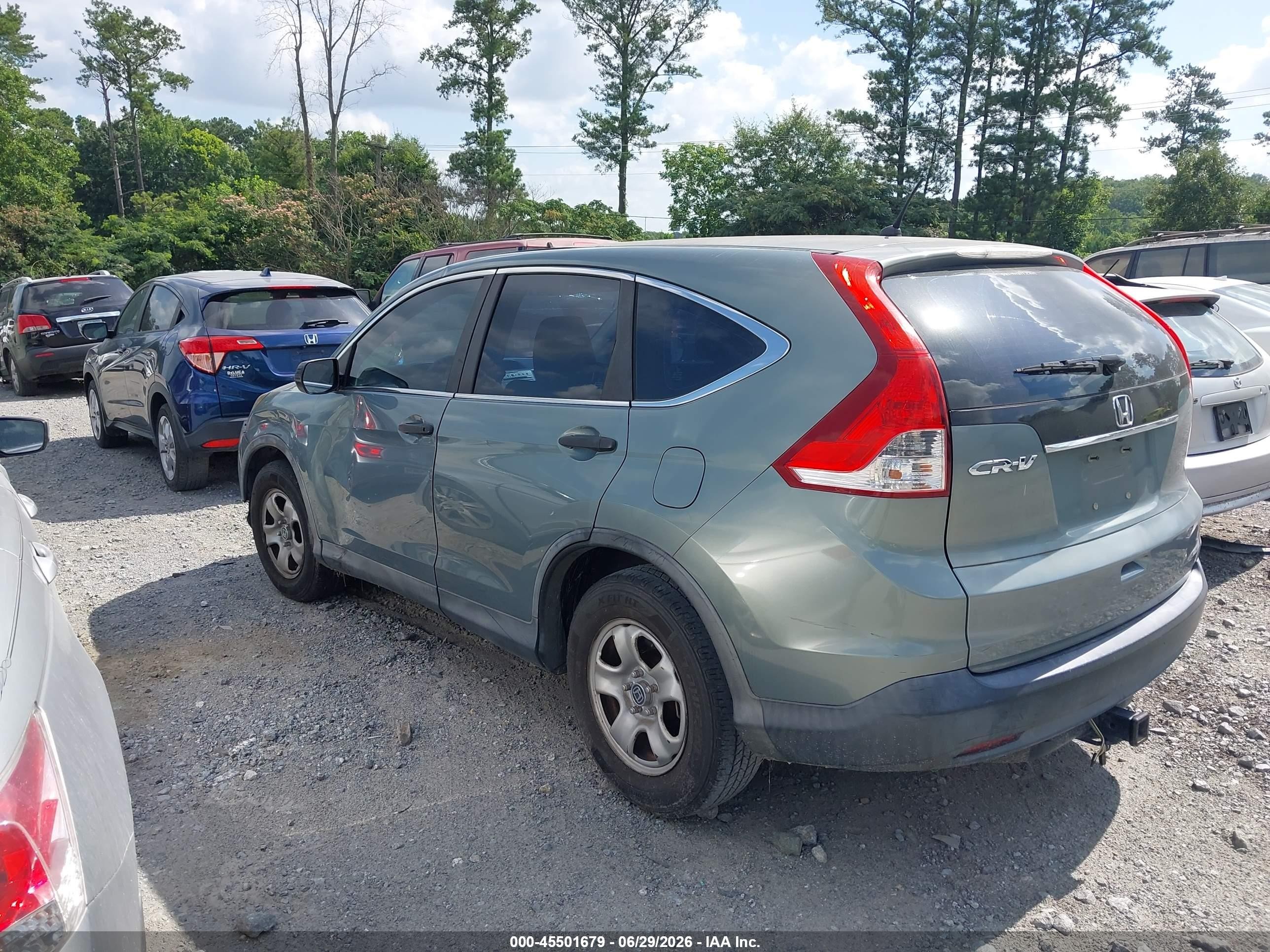 2012 Honda Cr-v Lx Green vin: 5J6RM3H36CL034923