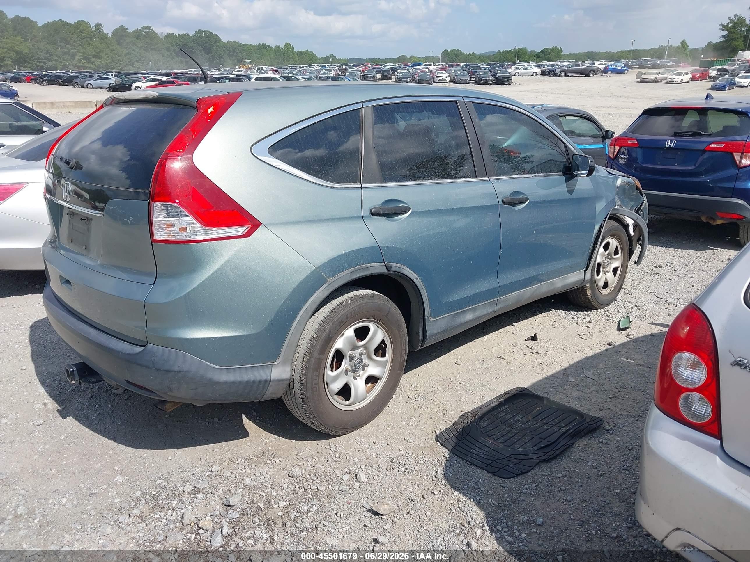 2012 Honda Cr-v Lx Green vin: 5J6RM3H36CL034923