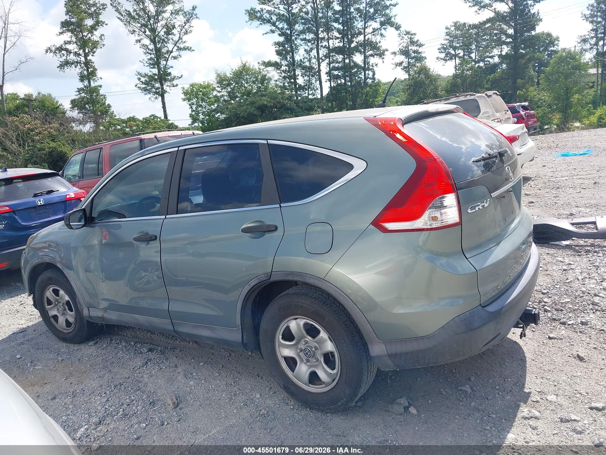 2012 Honda Cr-v Lx Green vin: 5J6RM3H36CL034923