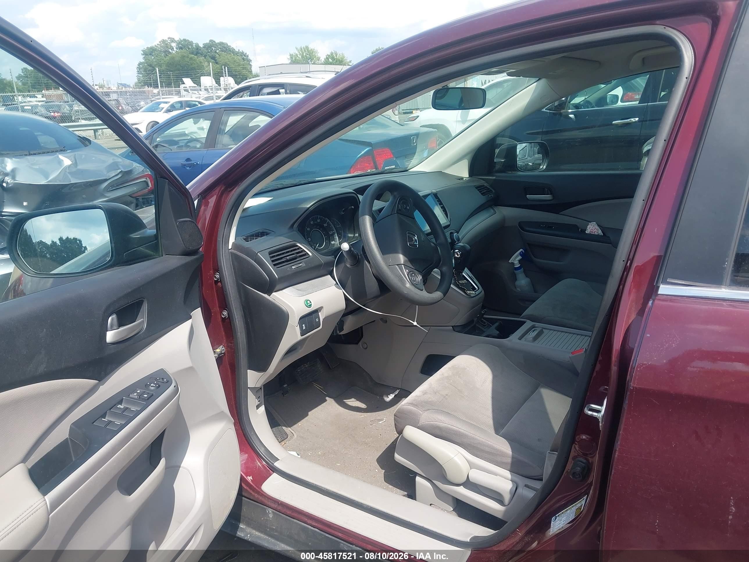 2014 Honda Cr-v Lx Burgundy vin: 5J6RM3H36EL032382