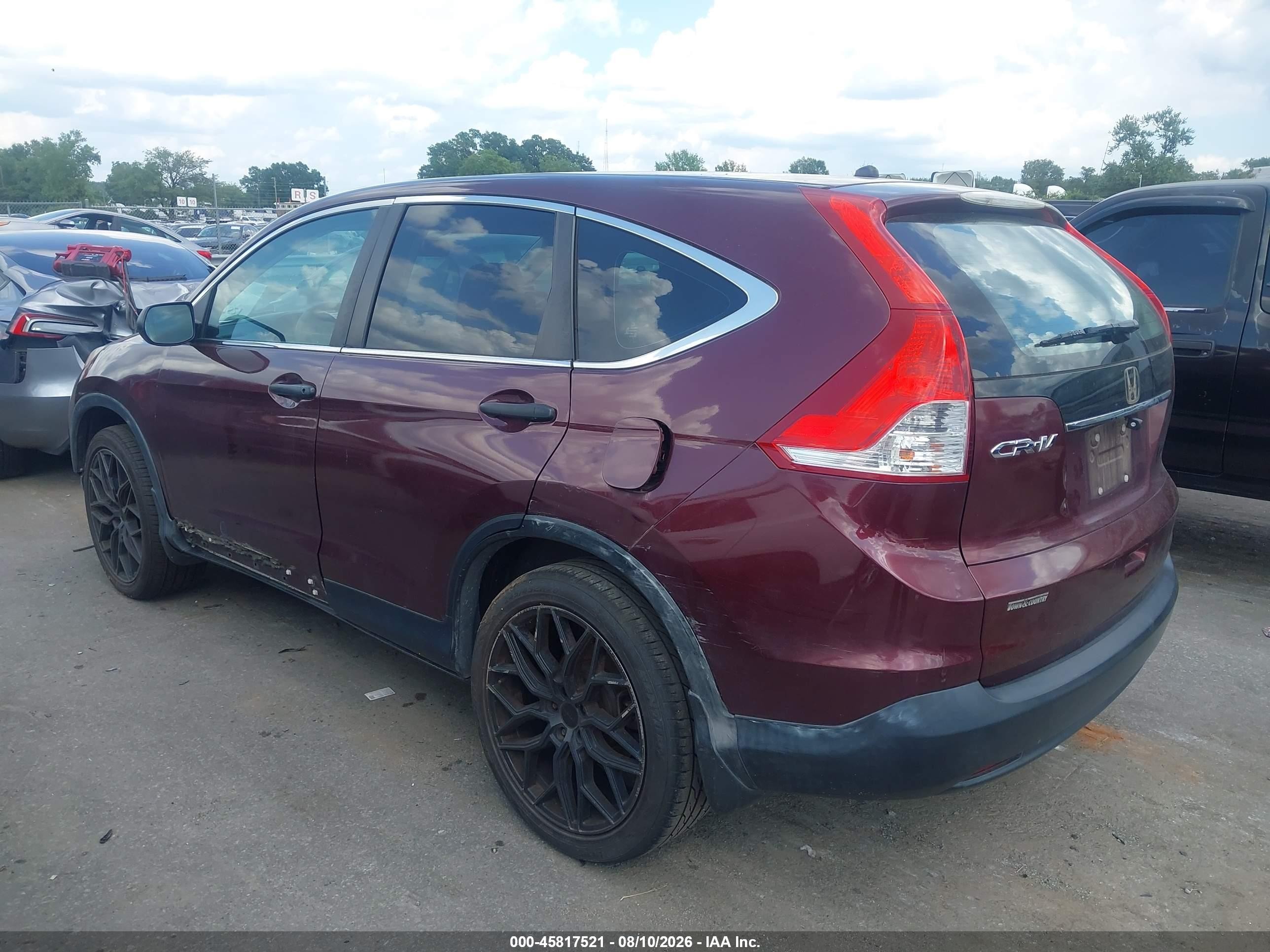 2014 Honda Cr-v Lx Burgundy vin: 5J6RM3H36EL032382