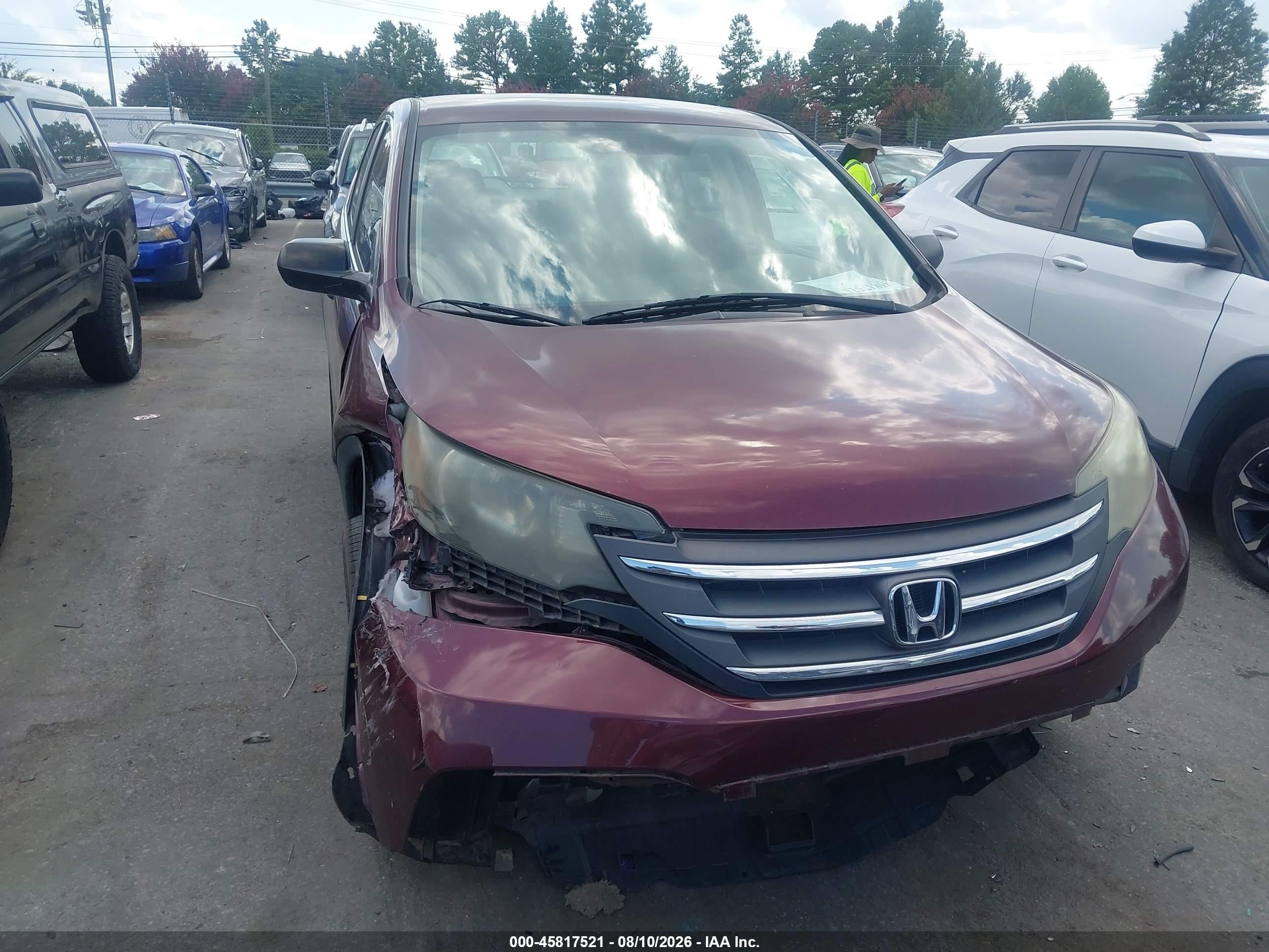 2014 Honda Cr-v Lx Burgundy vin: 5J6RM3H36EL032382
