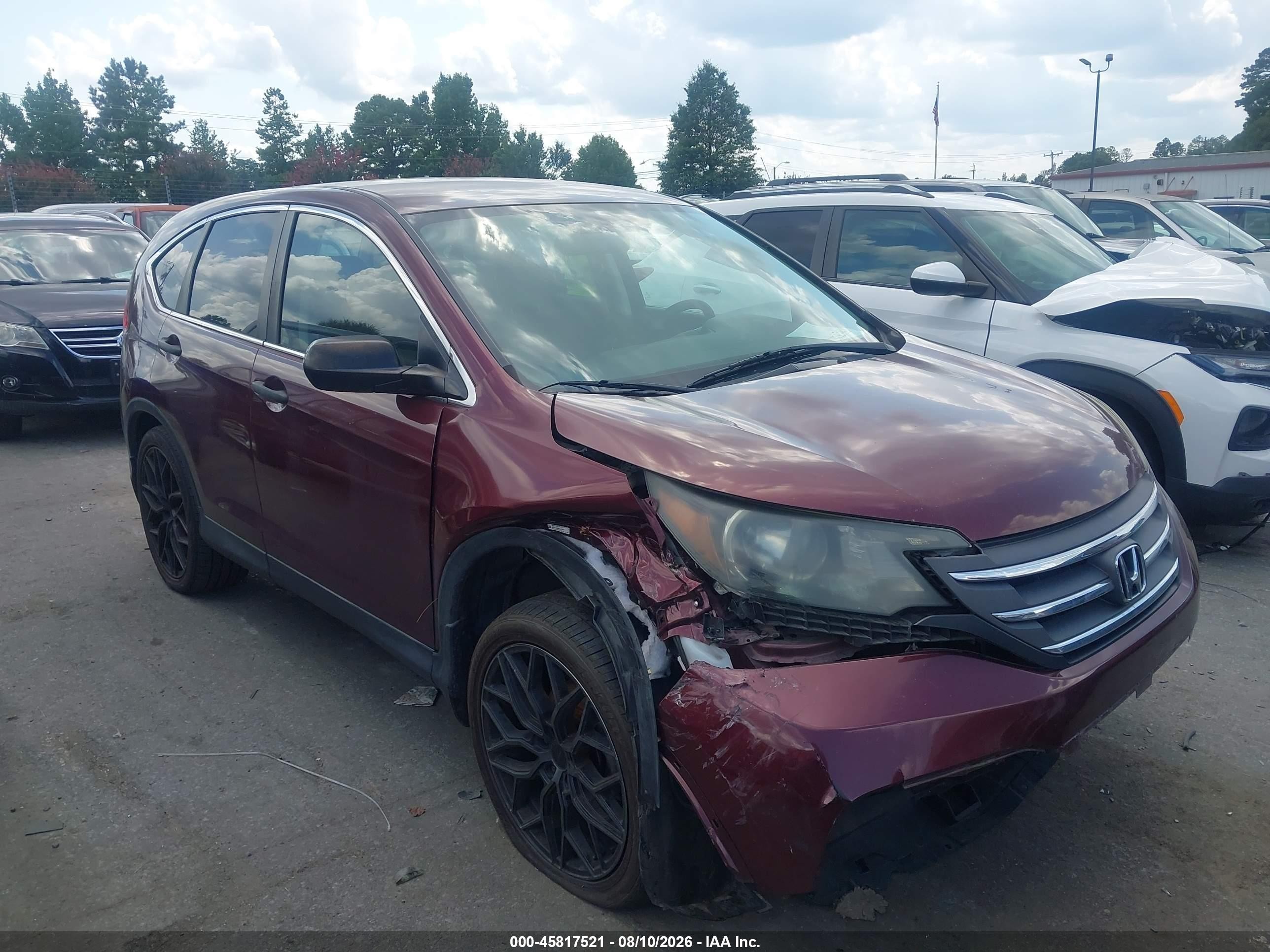 2014 Honda Cr-v Lx Burgundy vin: 5J6RM3H36EL032382