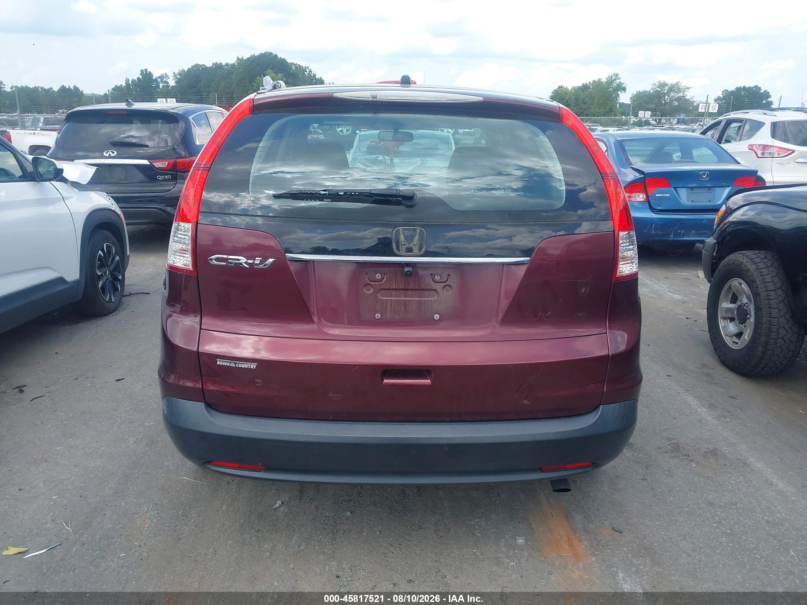 2014 Honda Cr-v Lx Burgundy vin: 5J6RM3H36EL032382