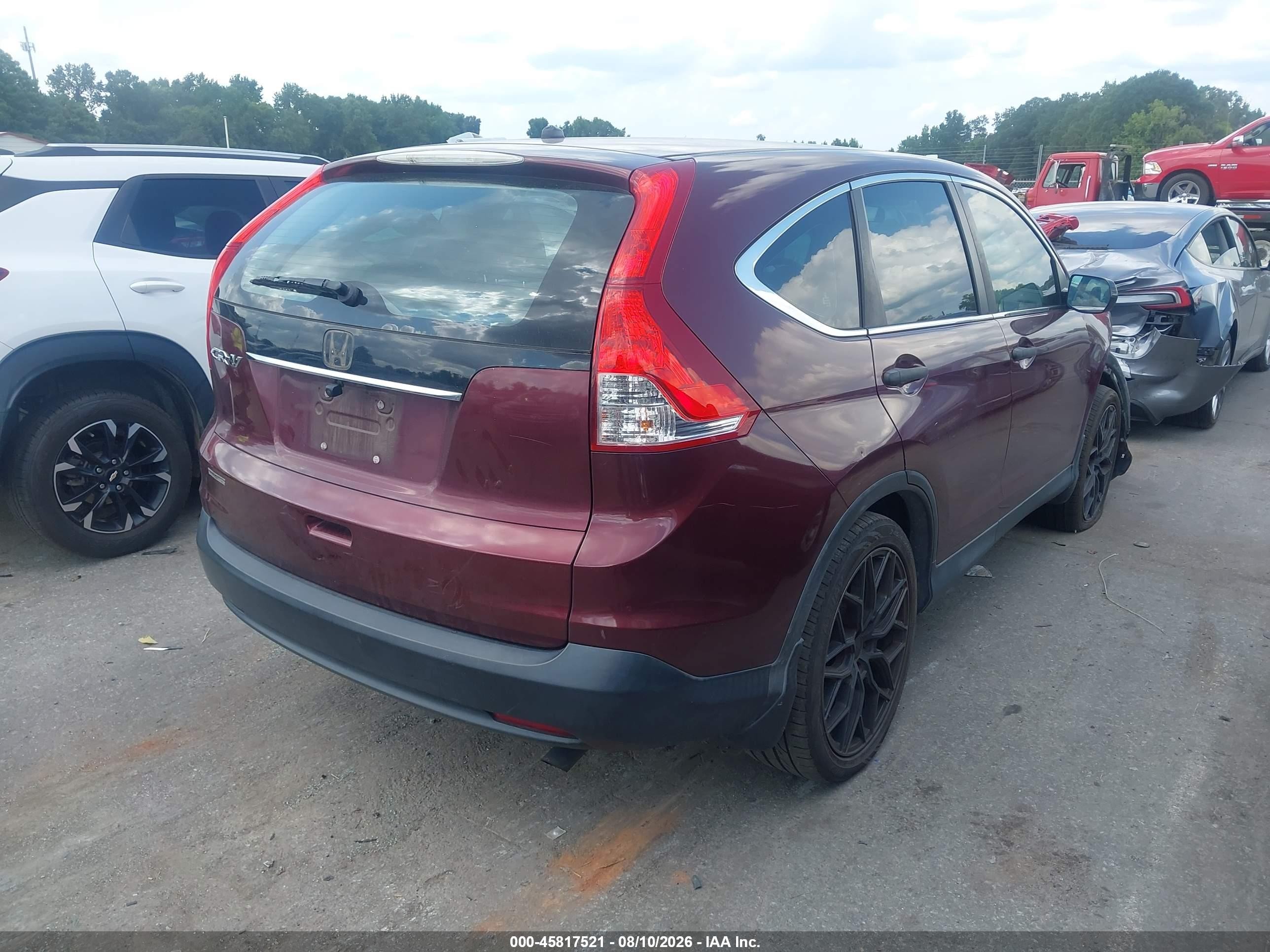 2014 Honda Cr-v Lx Burgundy vin: 5J6RM3H36EL032382