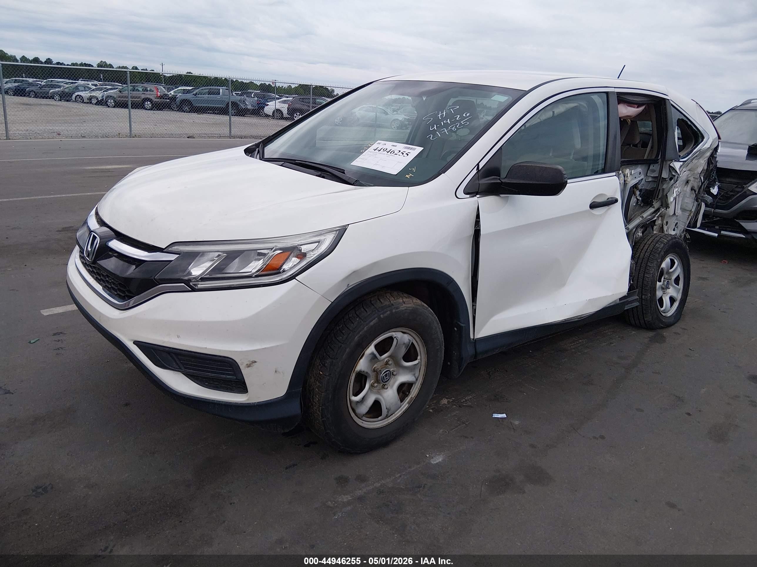 2015 Honda Cr-v Lx White vin: 5J6RM3H36FL001344