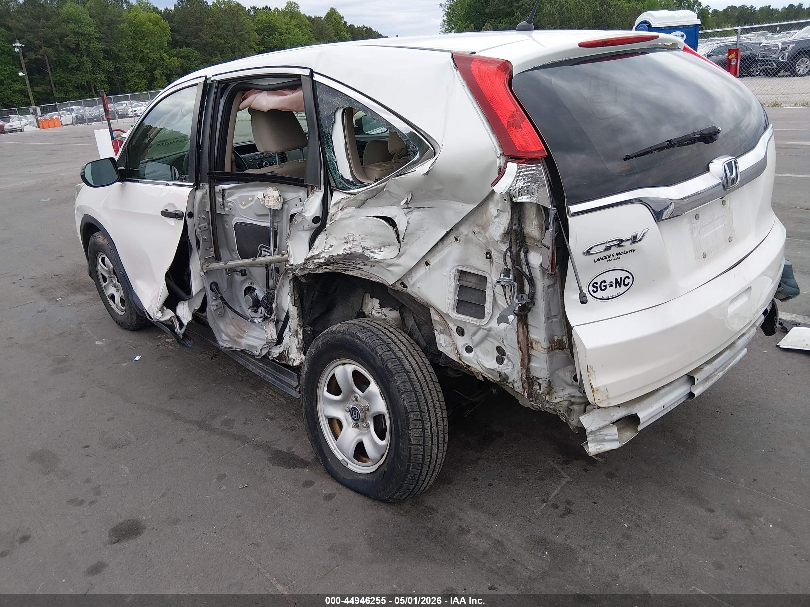 2015 Honda Cr-v Lx White vin: 5J6RM3H36FL001344