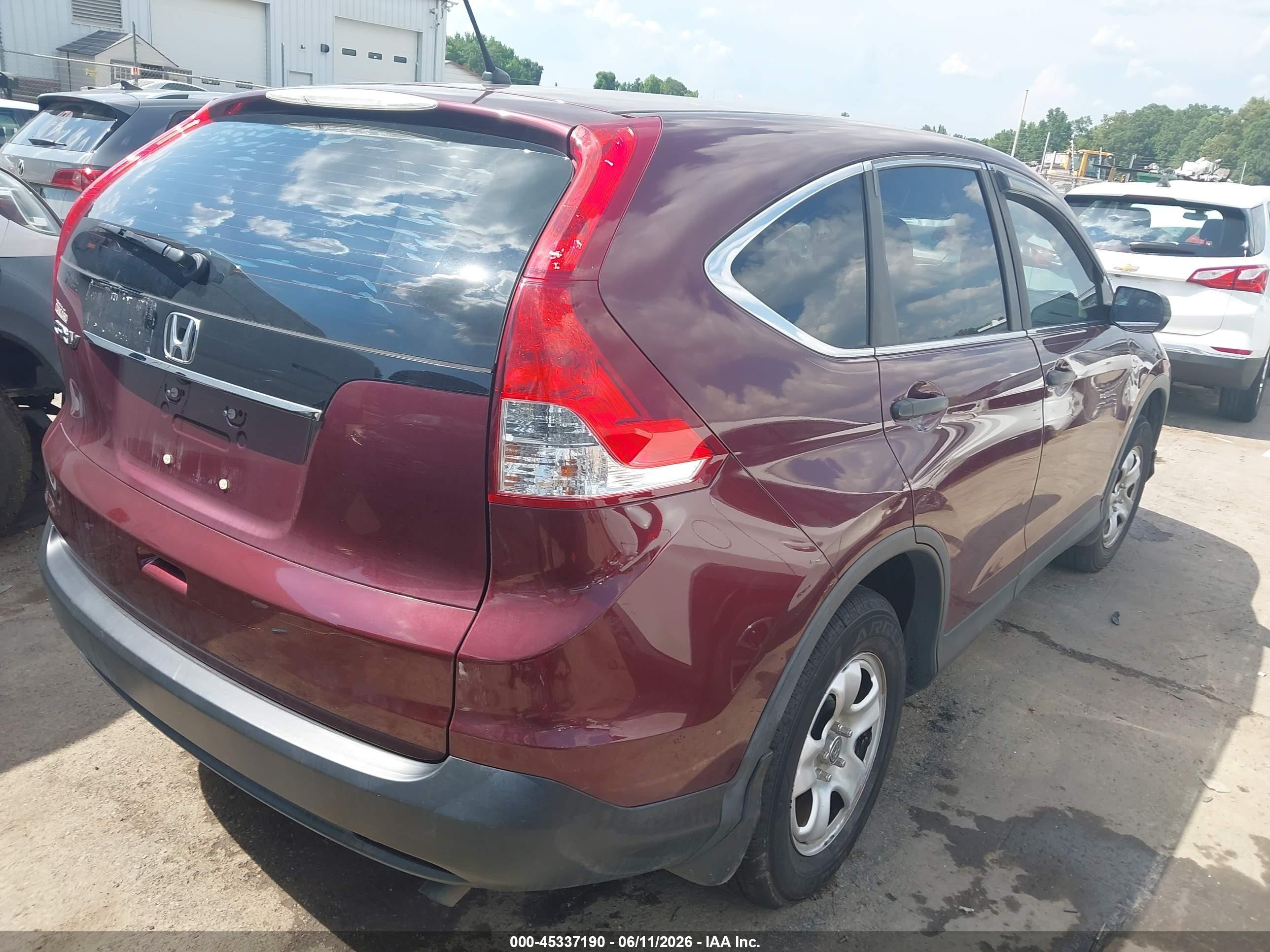 2012 Honda Cr-v Lx Burgundy vin: 5J6RM3H37CL029018