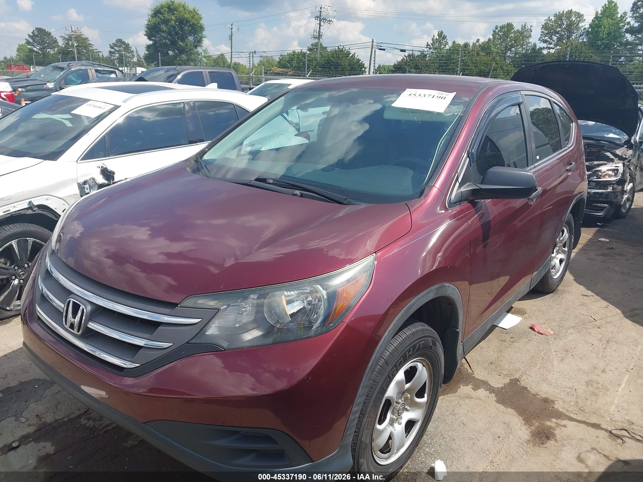 2012 Honda Cr-v Lx Burgundy vin: 5J6RM3H37CL029018