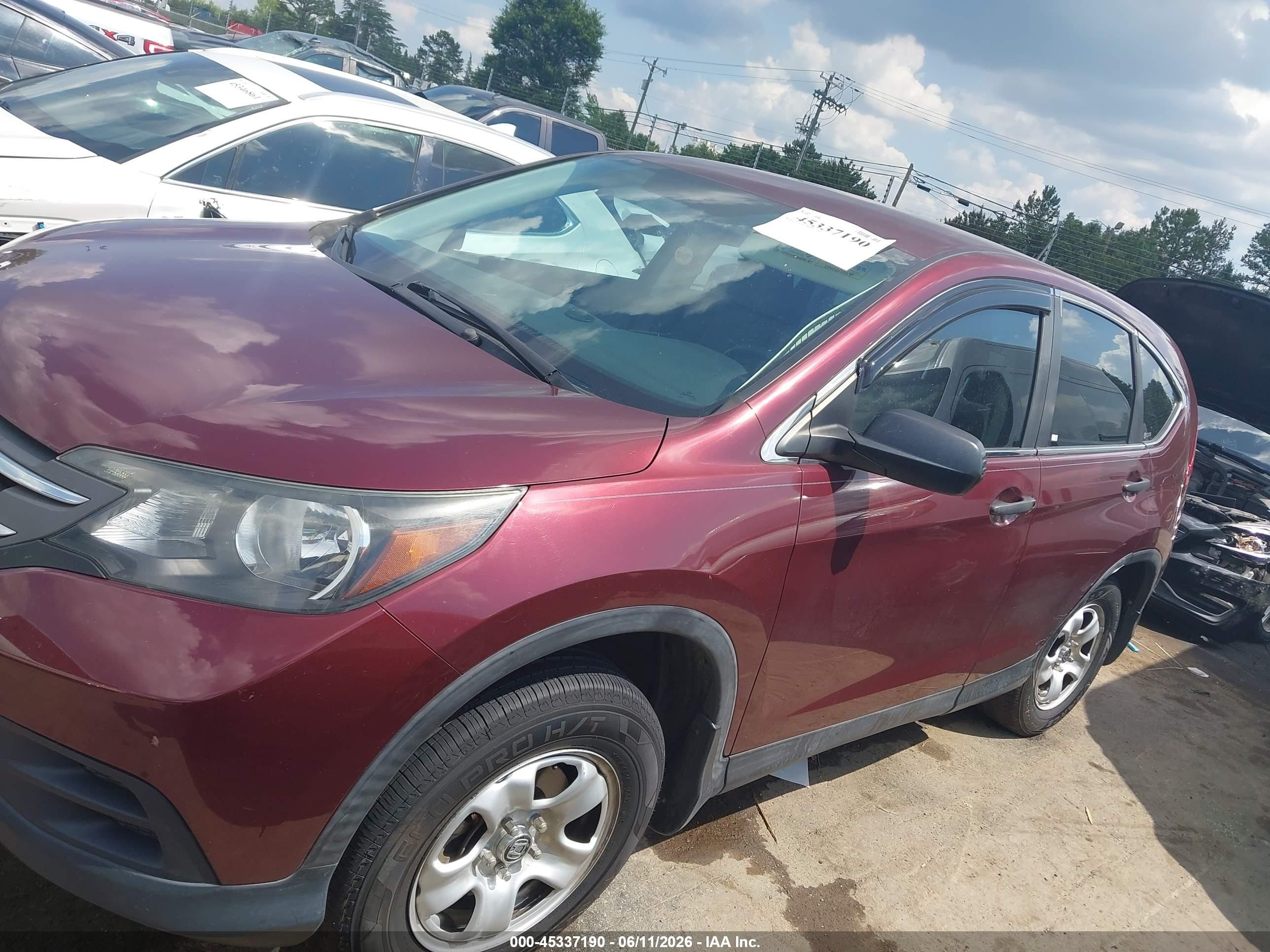2012 Honda Cr-v Lx Burgundy vin: 5J6RM3H37CL029018