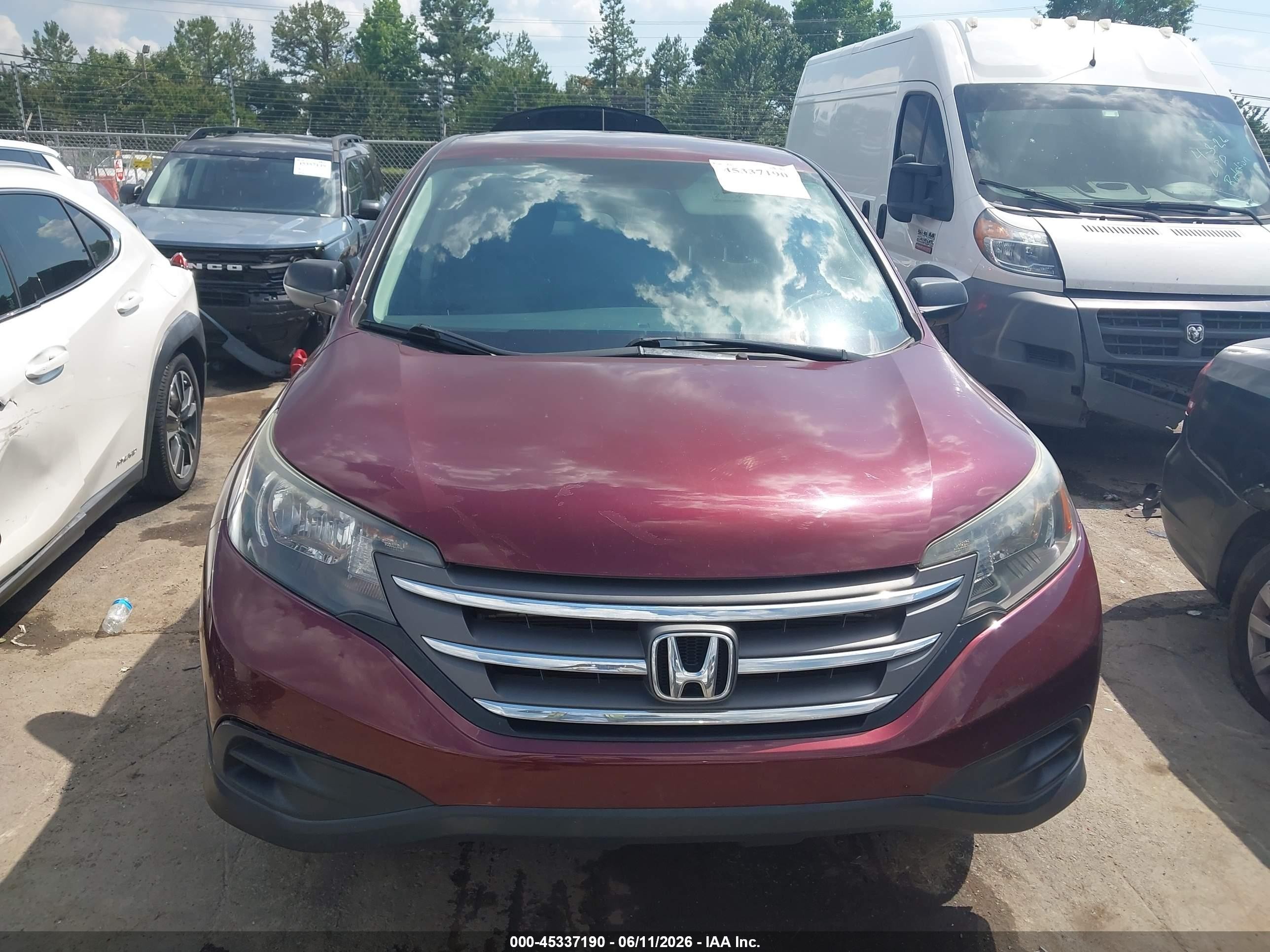2012 Honda Cr-v Lx Burgundy vin: 5J6RM3H37CL029018