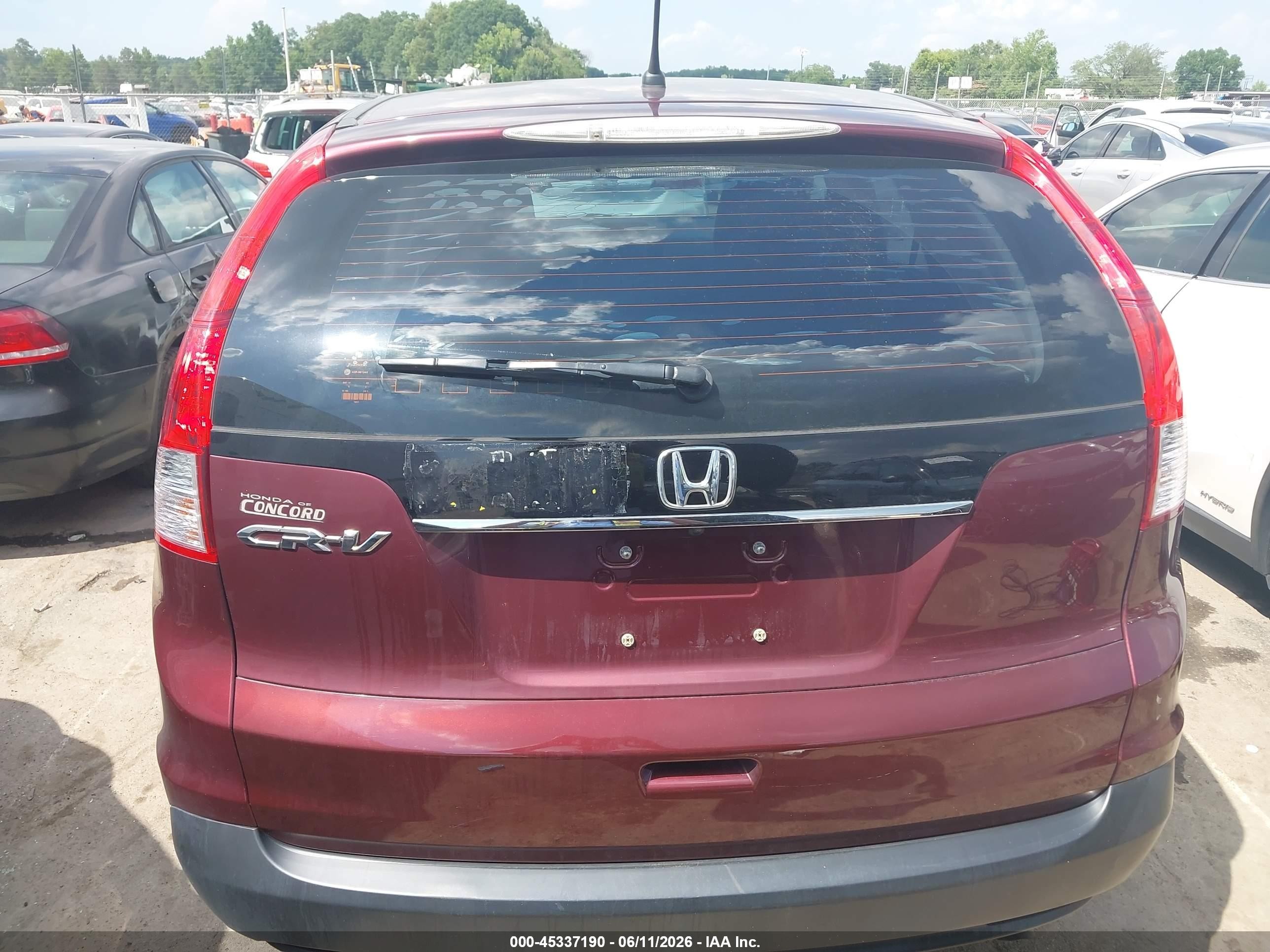 2012 Honda Cr-v Lx Burgundy vin: 5J6RM3H37CL029018