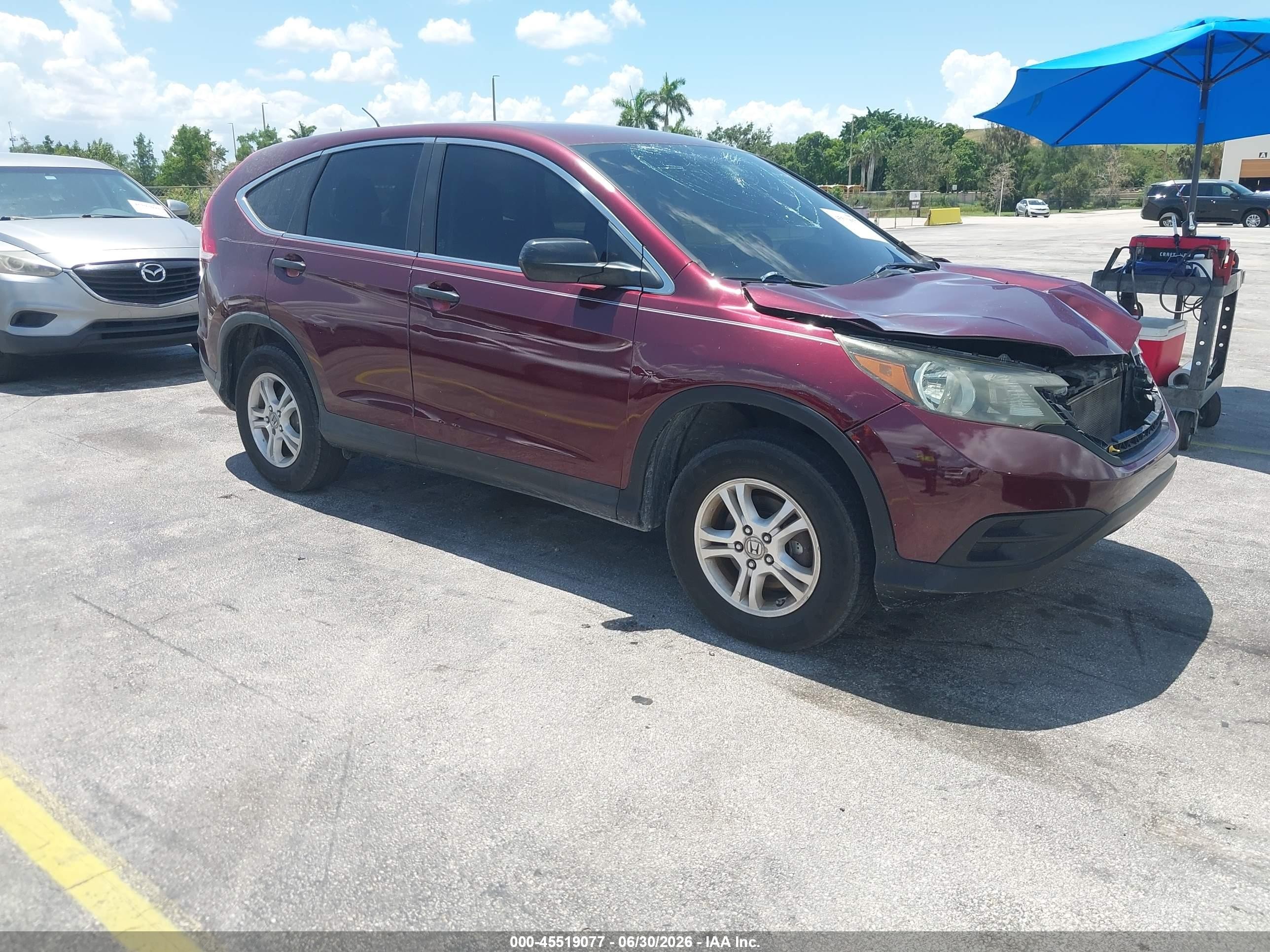 2013 Honda Cr-v Lx Бордовый vin: 5J6RM3H37DL016402