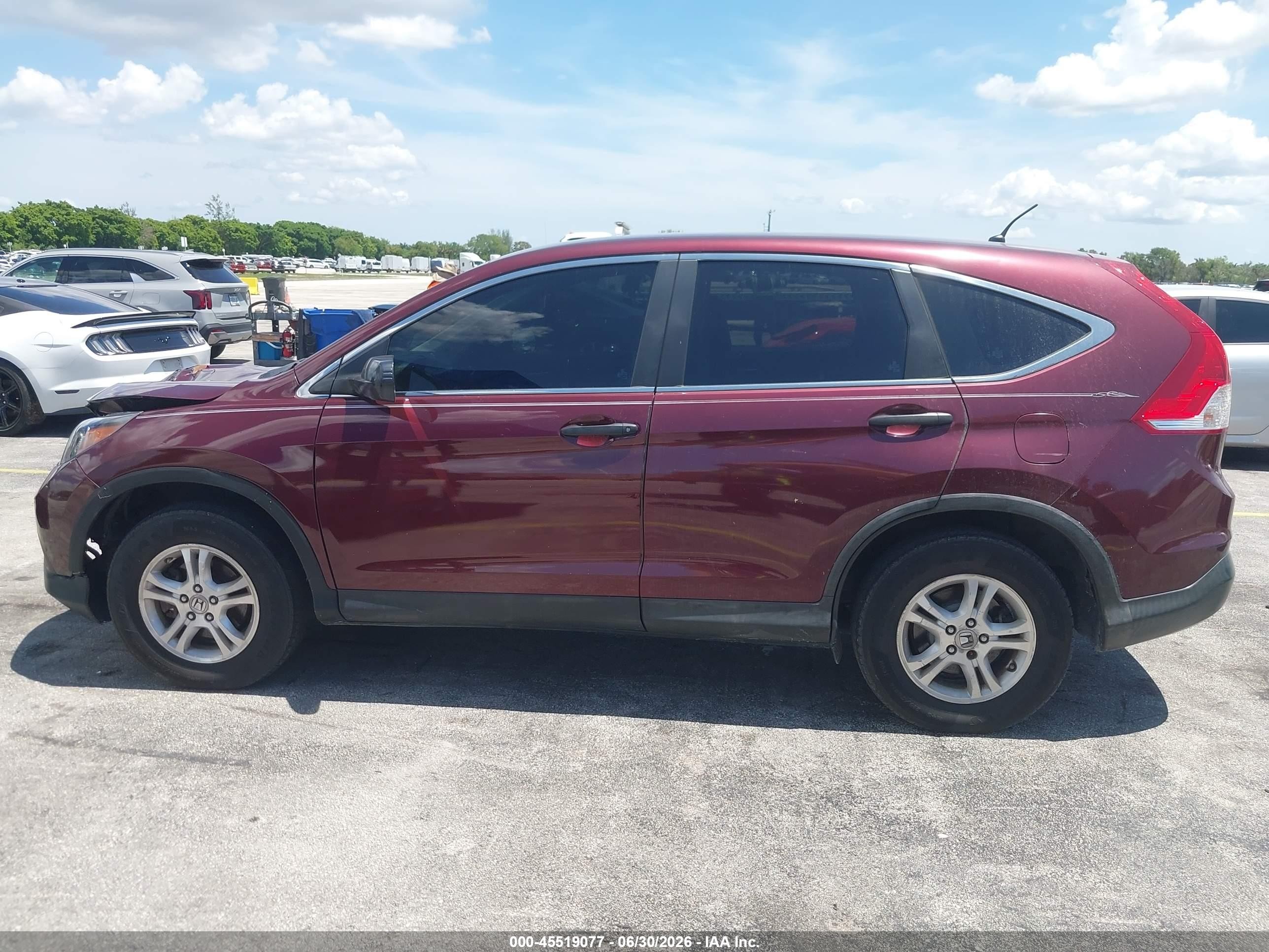 2013 Honda Cr-v Lx Burgundy vin: 5J6RM3H37DL016402