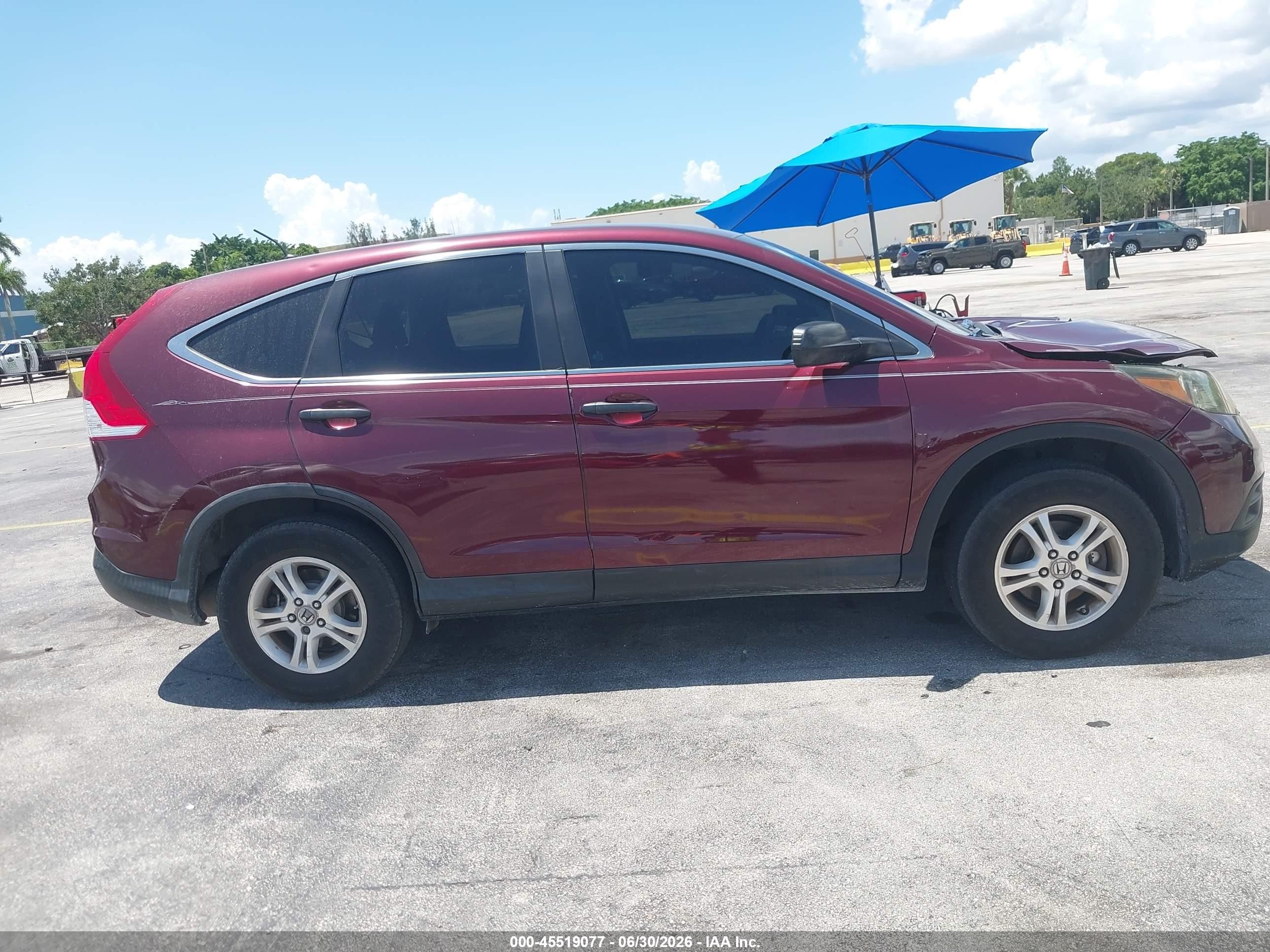 2013 Honda Cr-v Lx Burgundy vin: 5J6RM3H37DL016402