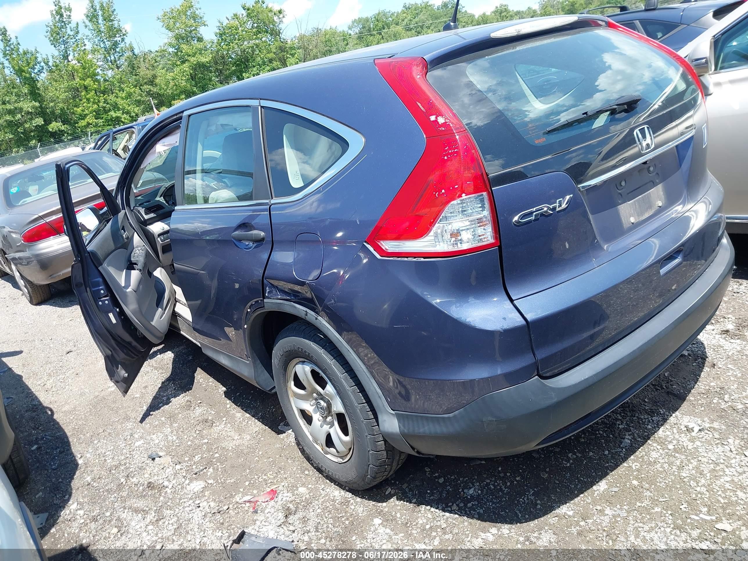 2013 Honda Cr-v Lx Blue vin: 5J6RM3H37DL027108