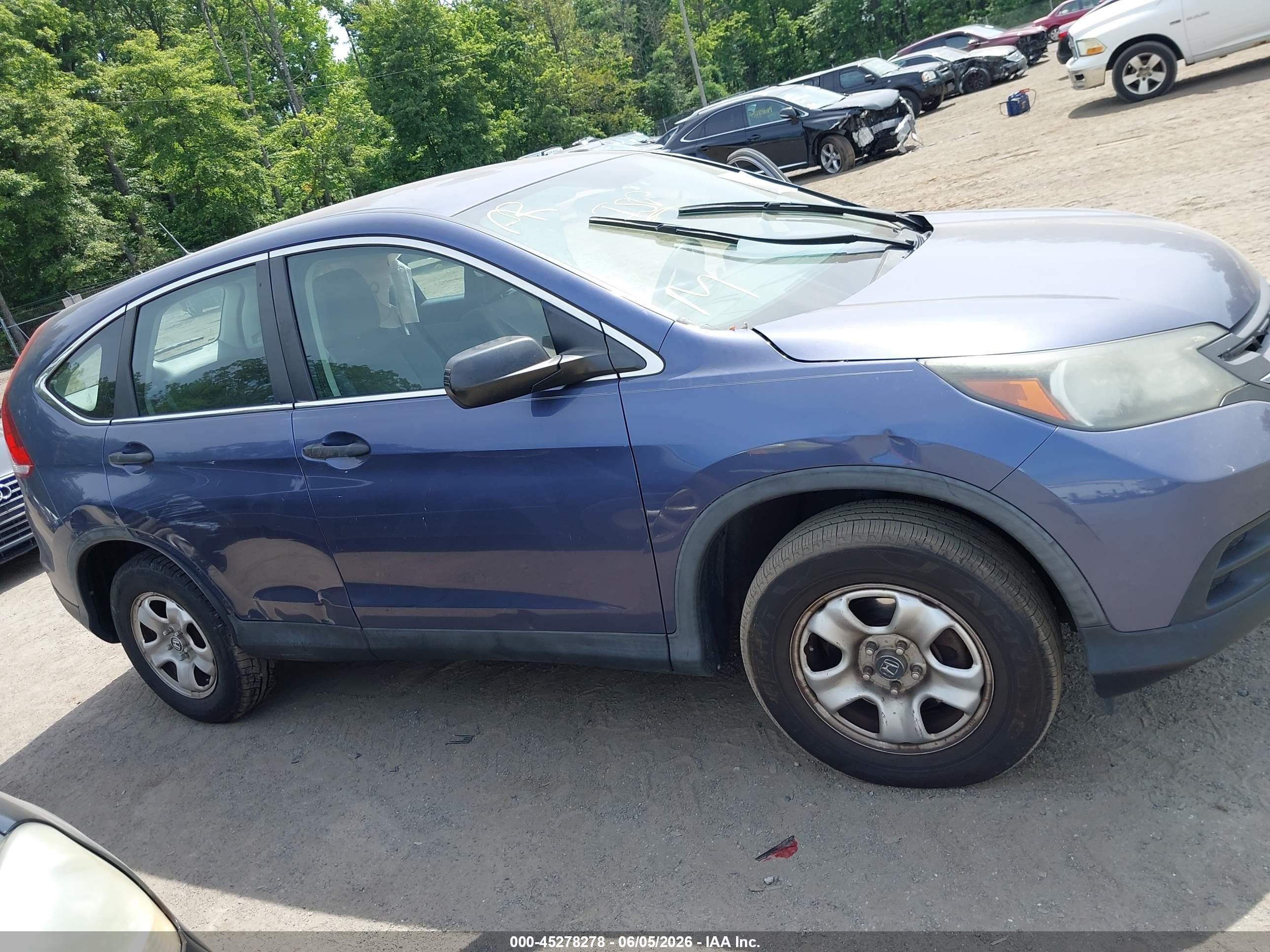 2013 Honda Cr-v Lx Blue vin: 5J6RM3H37DL027108