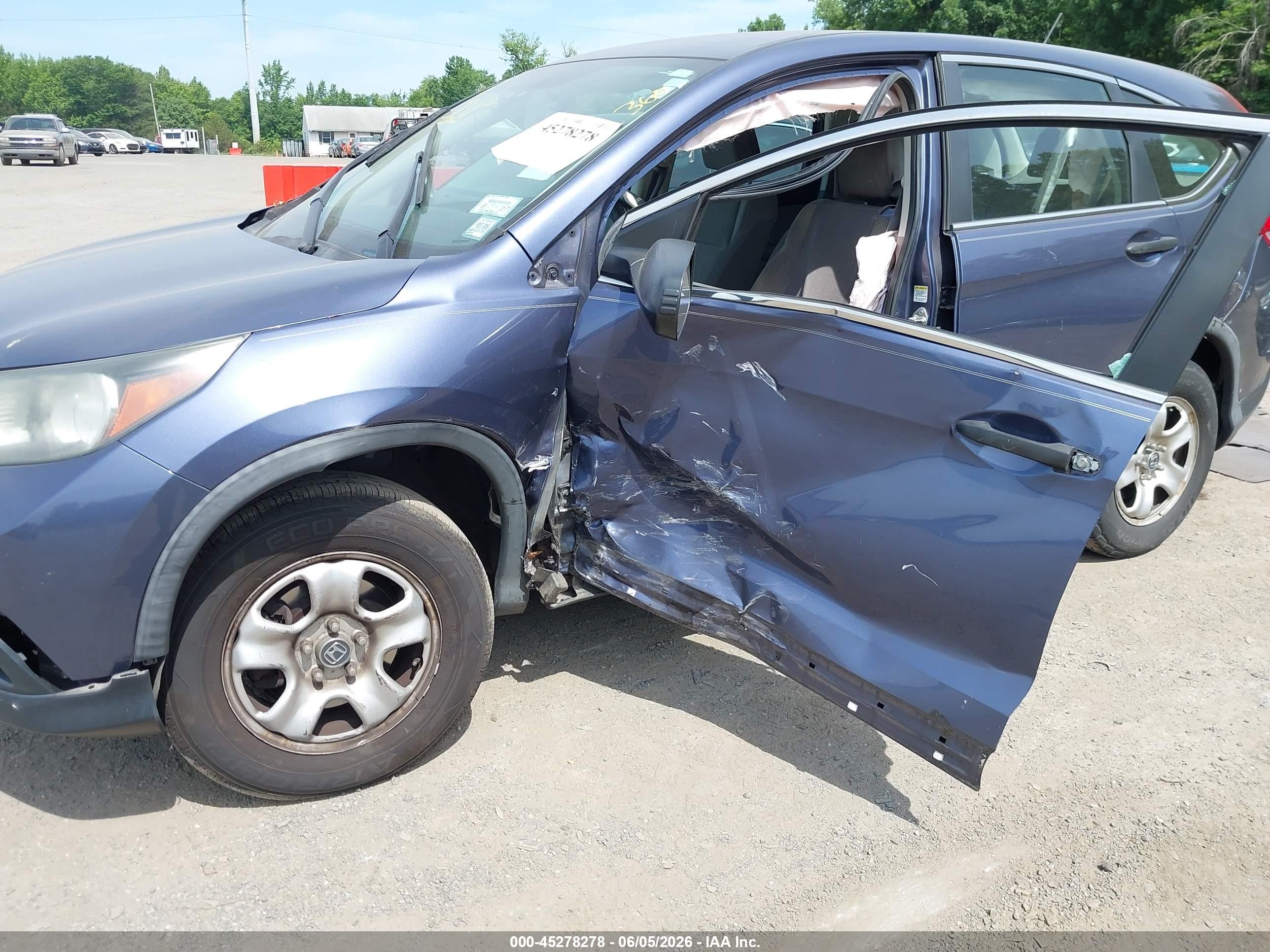 2013 Honda Cr-v Lx Blue vin: 5J6RM3H37DL027108