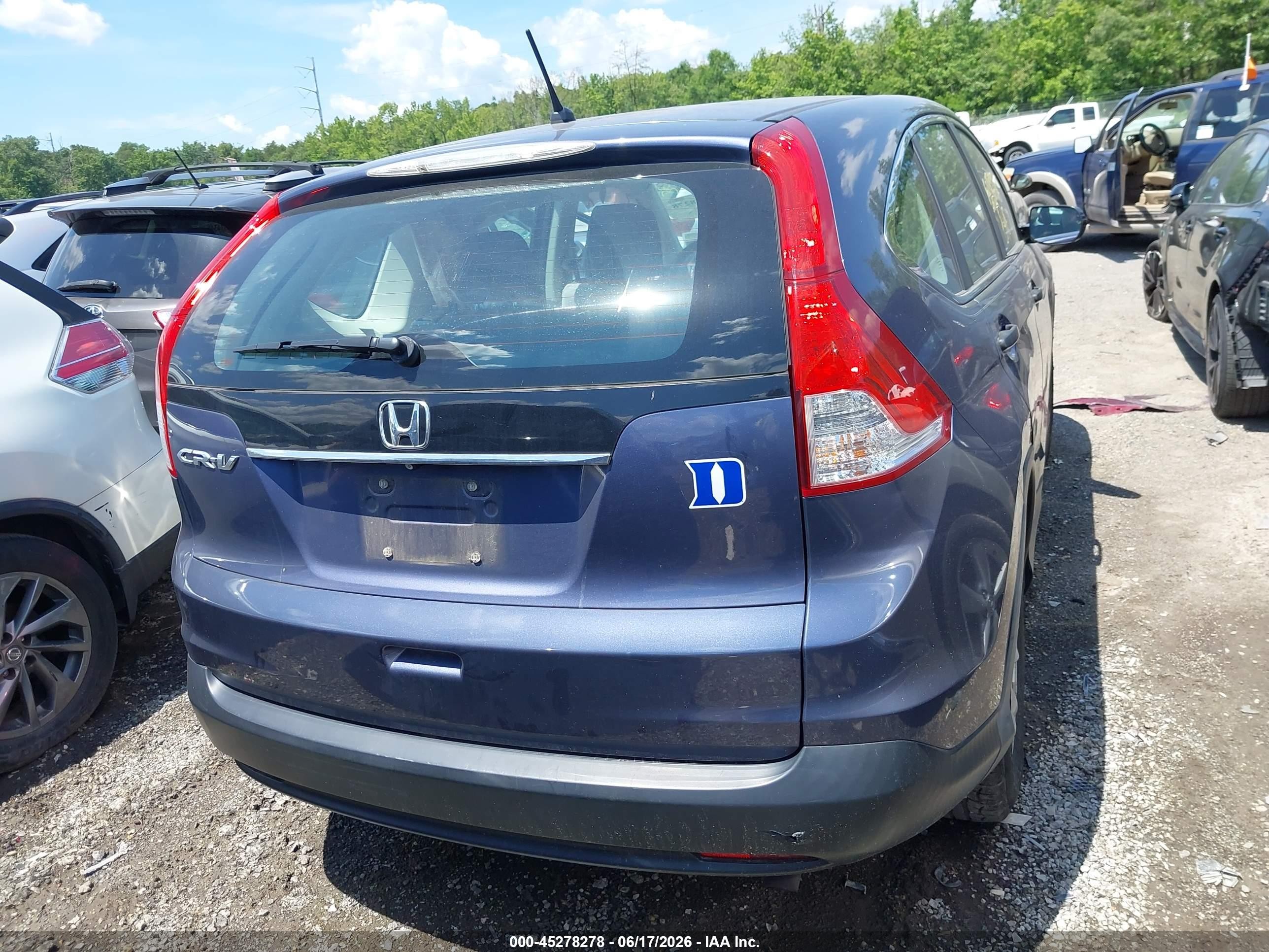 2013 Honda Cr-v Lx Blue vin: 5J6RM3H37DL027108