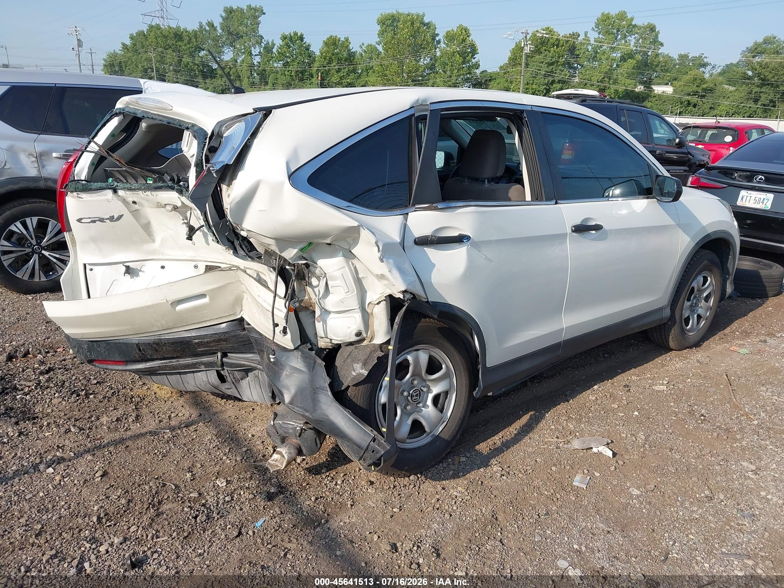 2014 Honda Cr-v Lx White vin: 5J6RM3H37EL013355