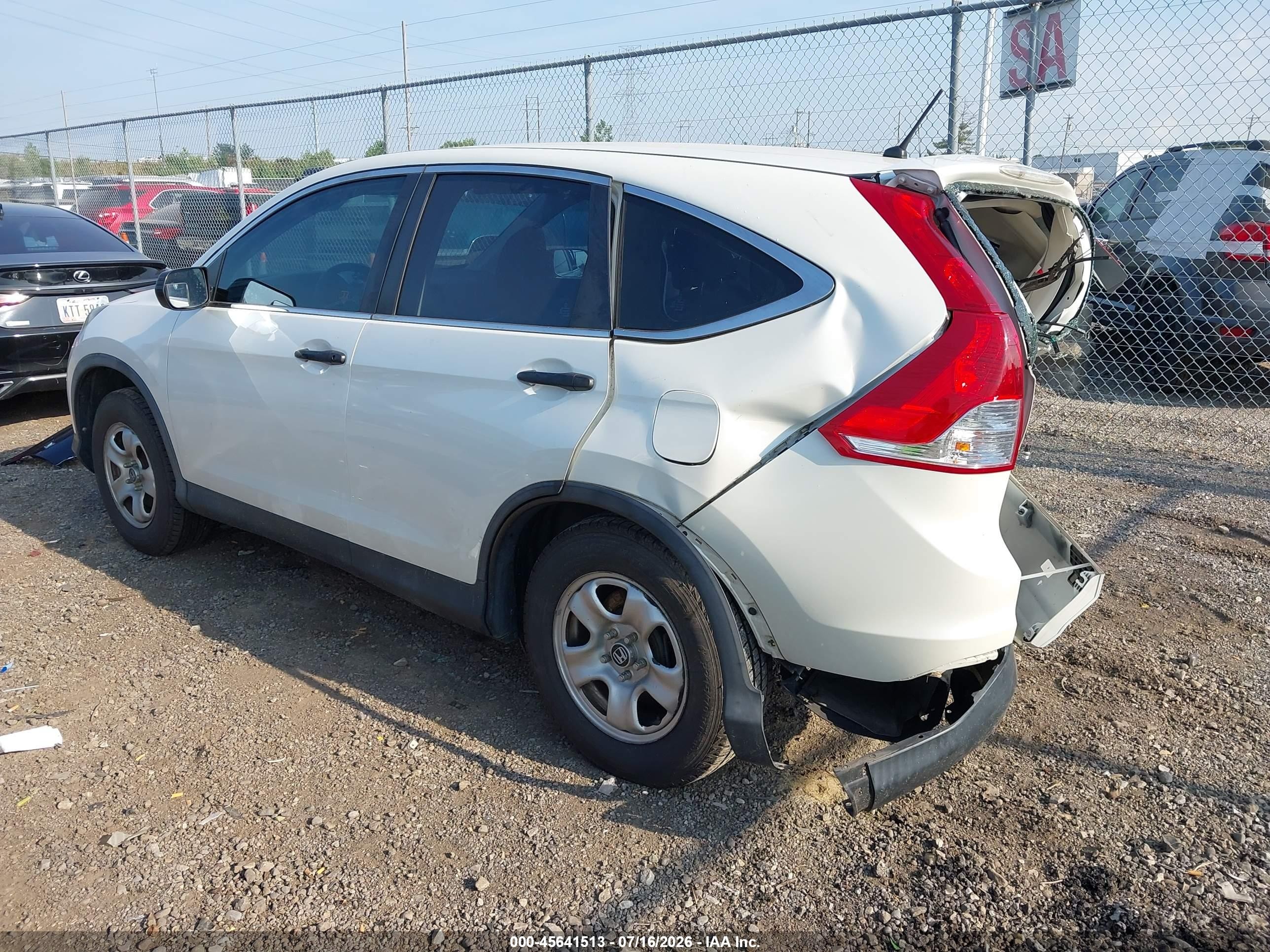 2014 Honda Cr-v Lx White vin: 5J6RM3H37EL013355