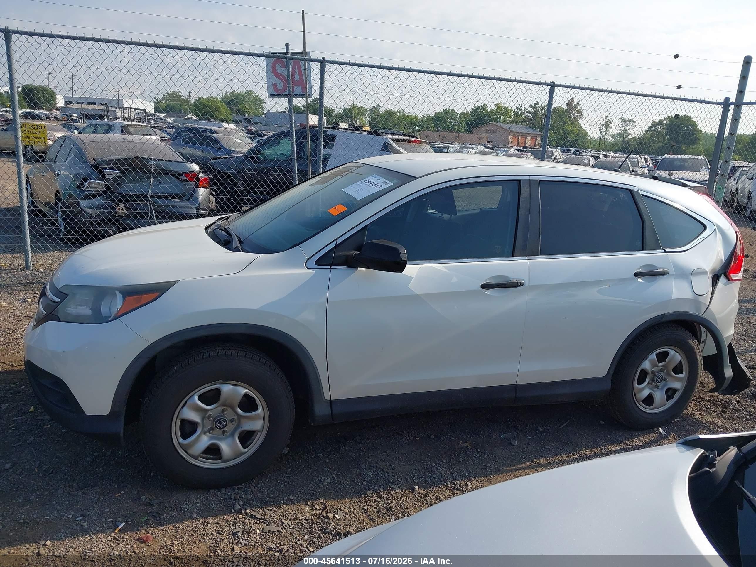 2014 Honda Cr-v Lx White vin: 5J6RM3H37EL013355