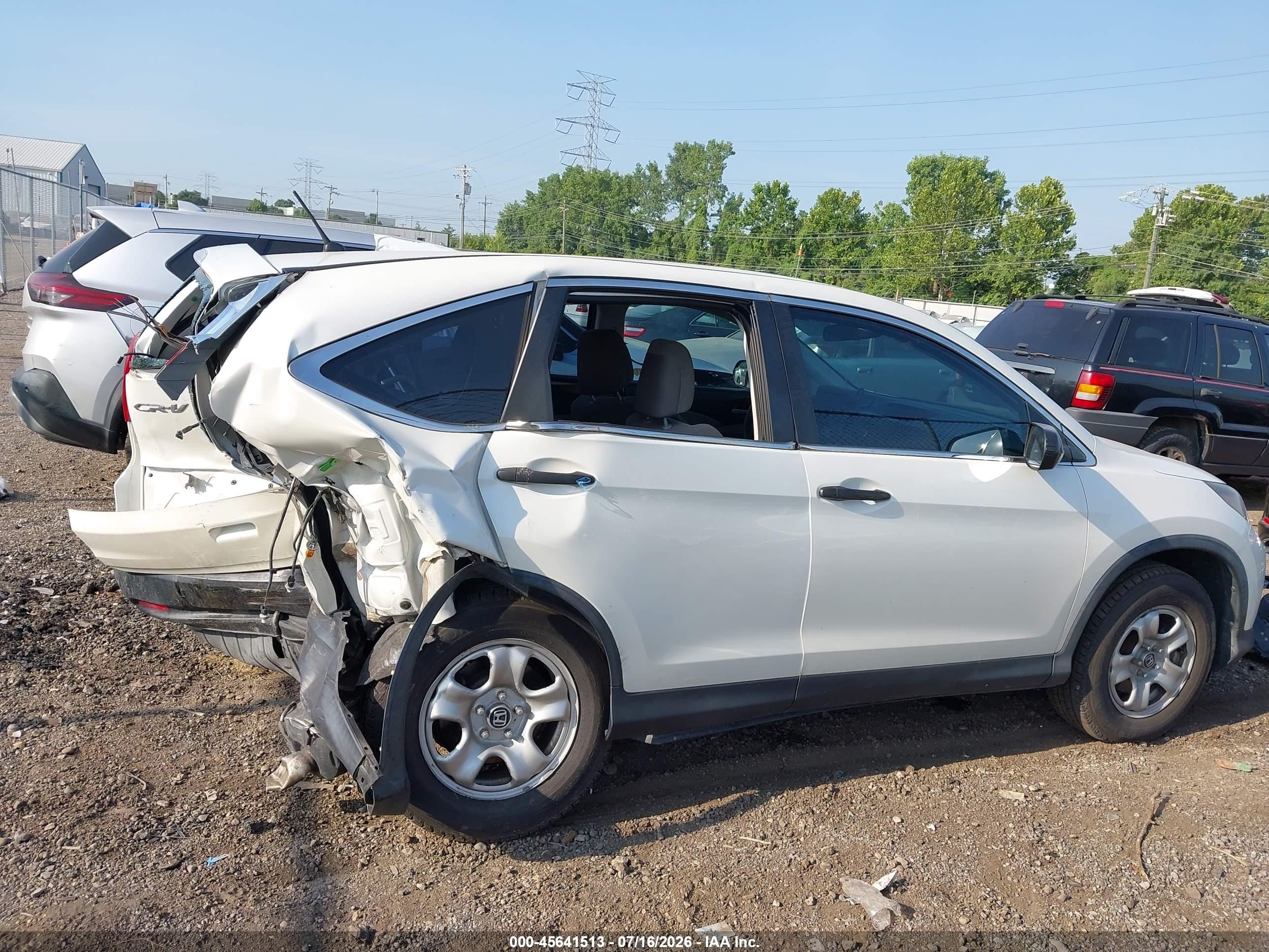 2014 Honda Cr-v Lx White vin: 5J6RM3H37EL013355