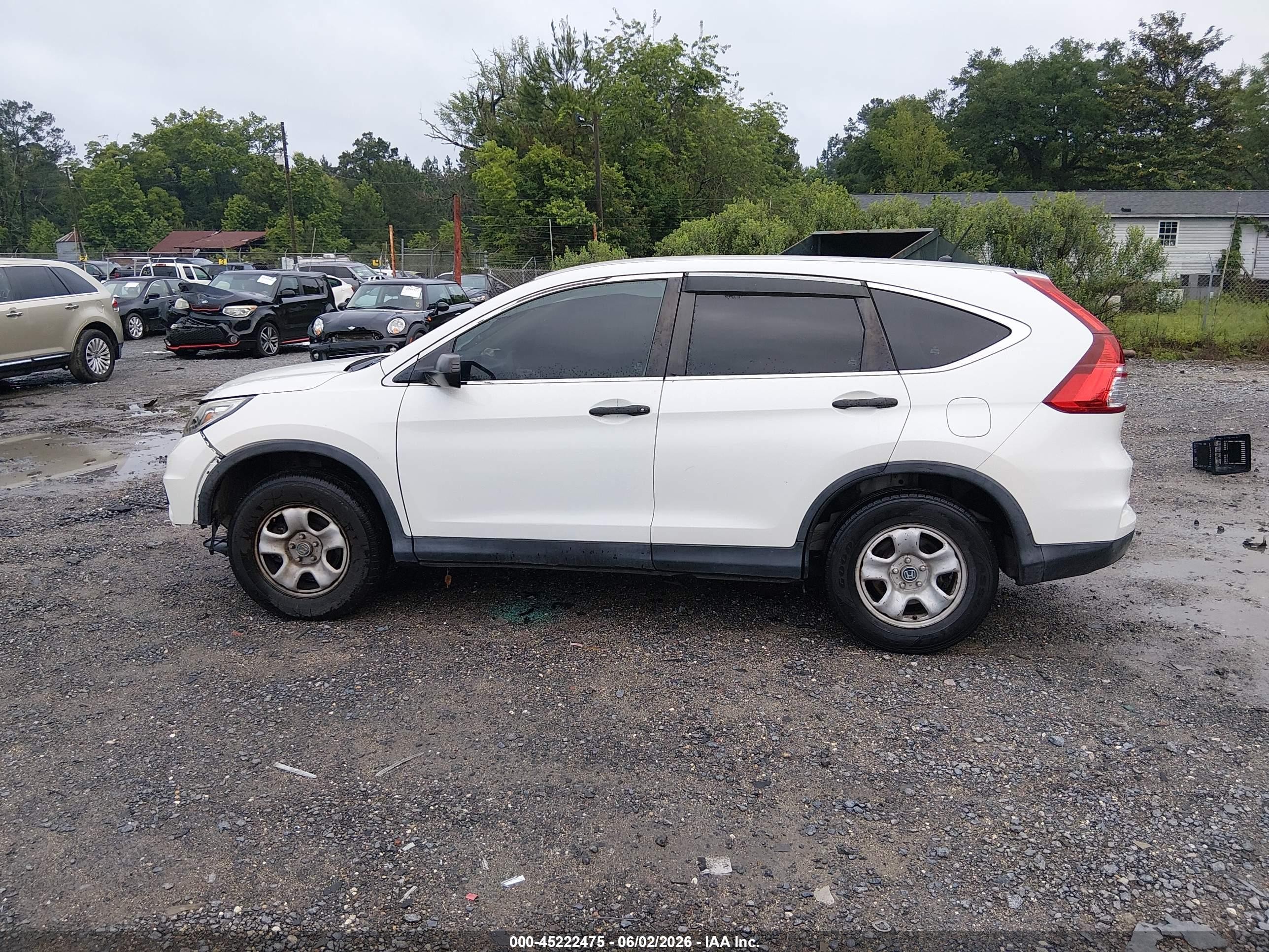 2015 Honda Cr-v Lx White vin: 5J6RM3H37FL022705