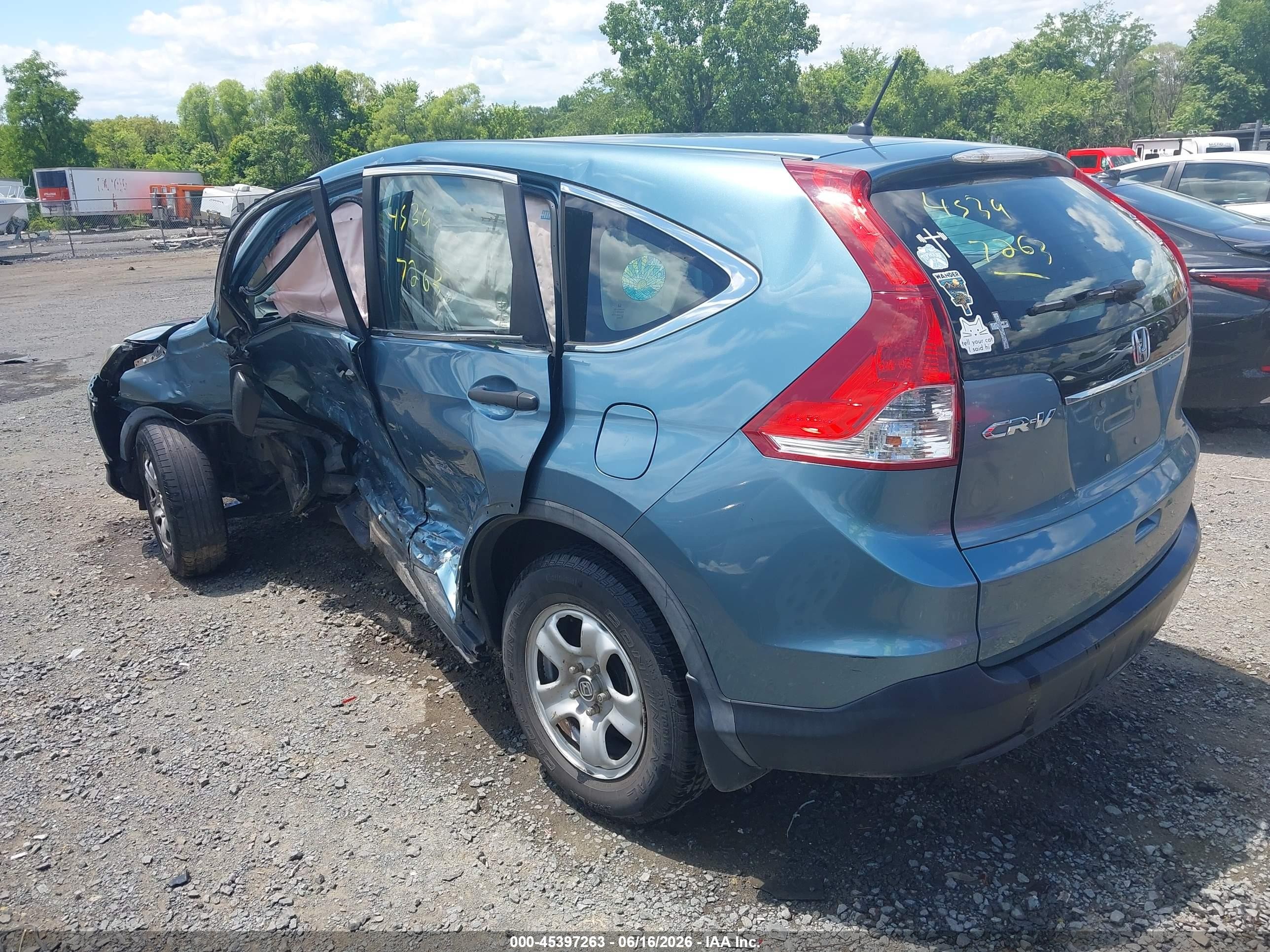 2013 Honda Cr-v Lx Blue vin: 5J6RM3H38DL042331