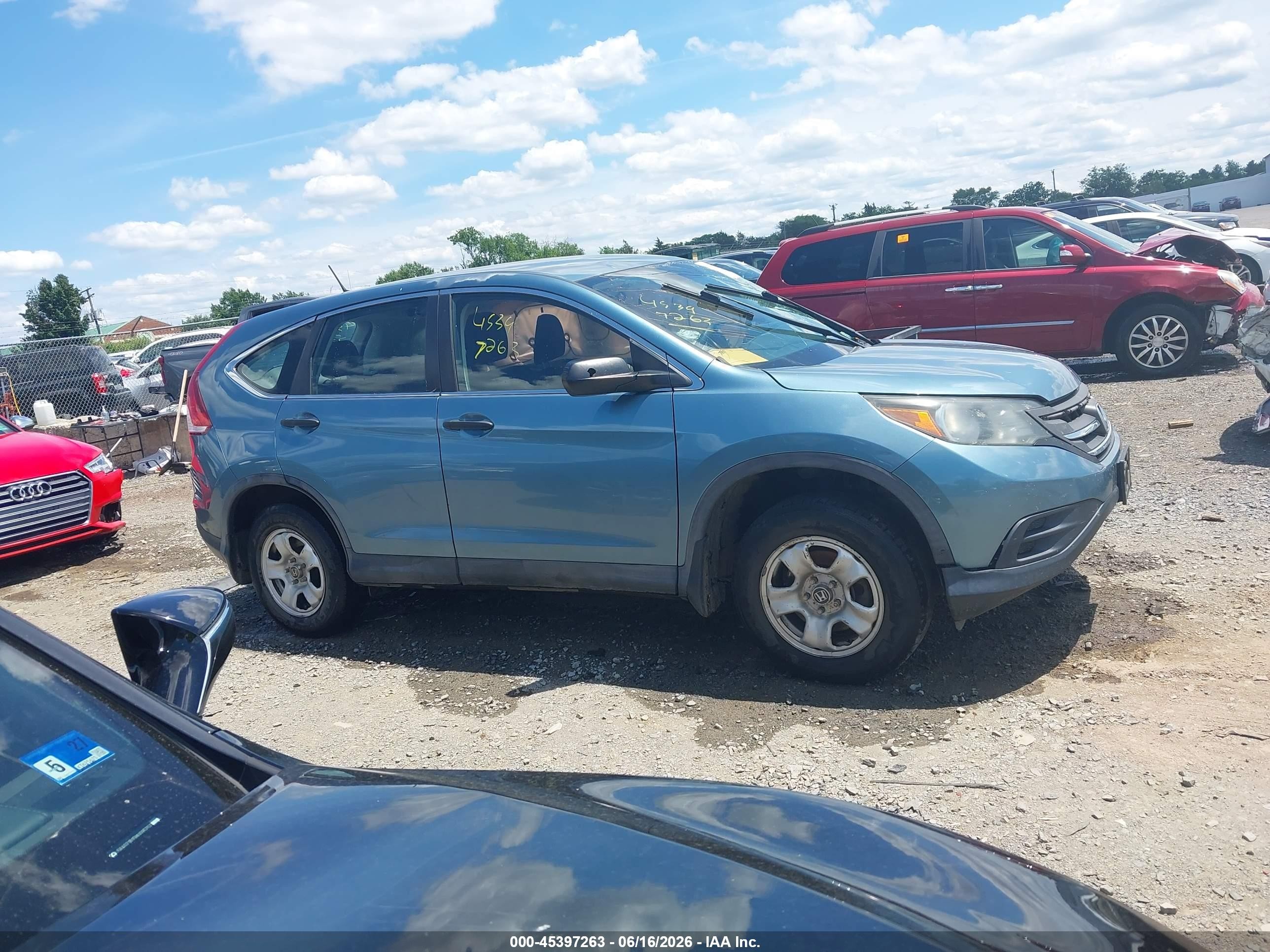 2013 Honda Cr-v Lx Blue vin: 5J6RM3H38DL042331
