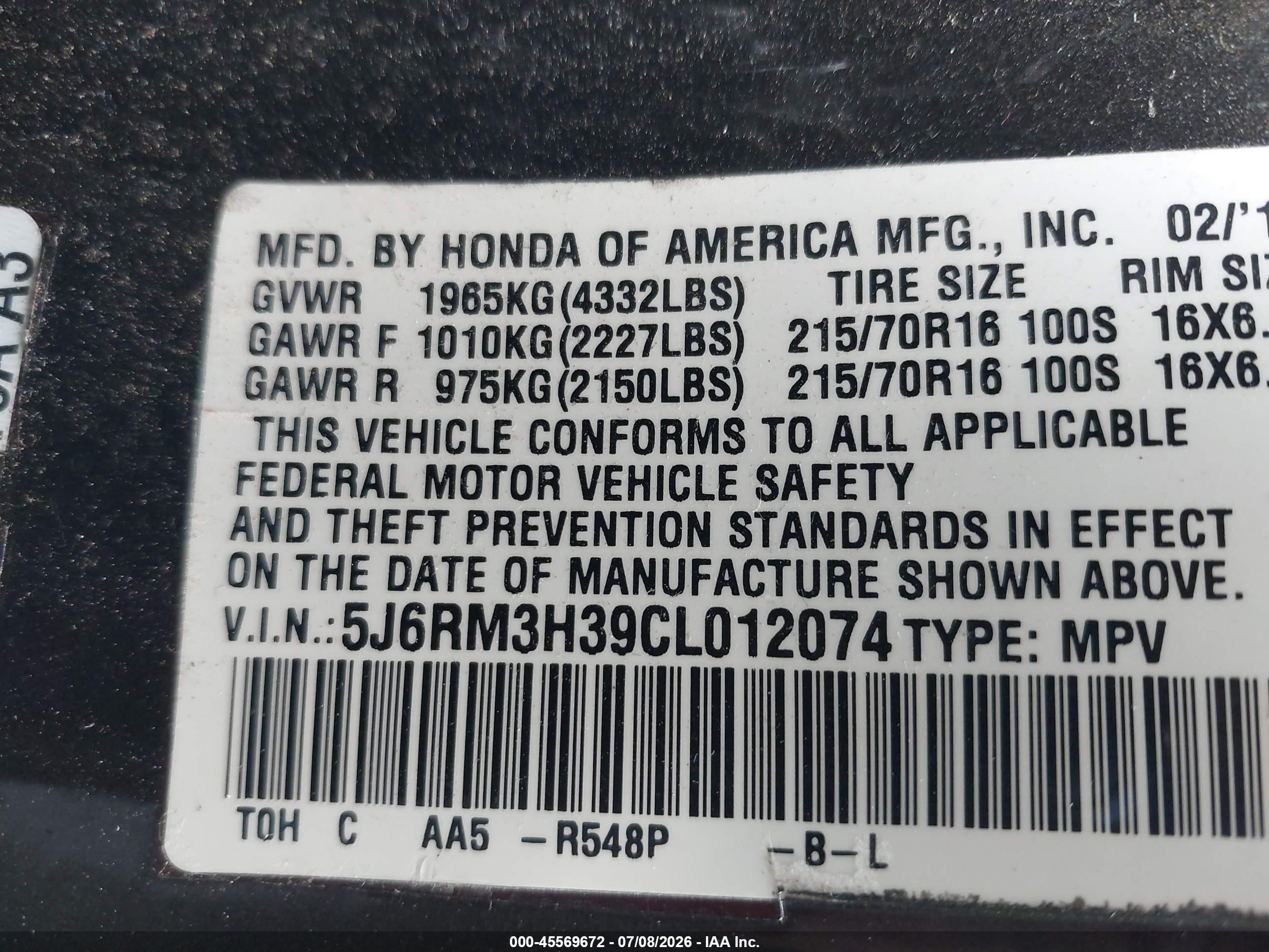2012 Honda Cr-v Lx Brown vin: 5J6RM3H39CL012074